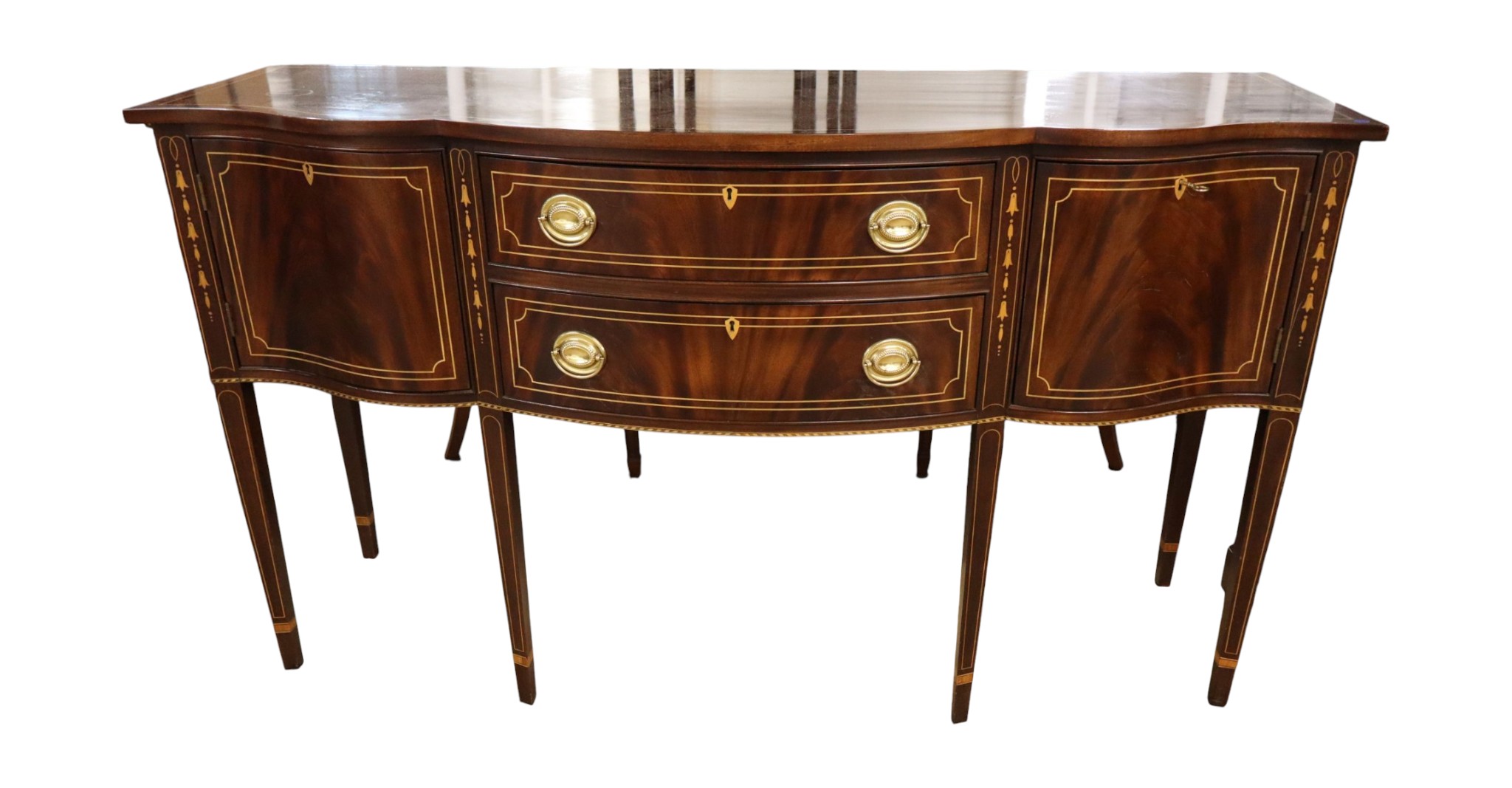Stickley Burl Mah Bellflower Inlaid Sideboard