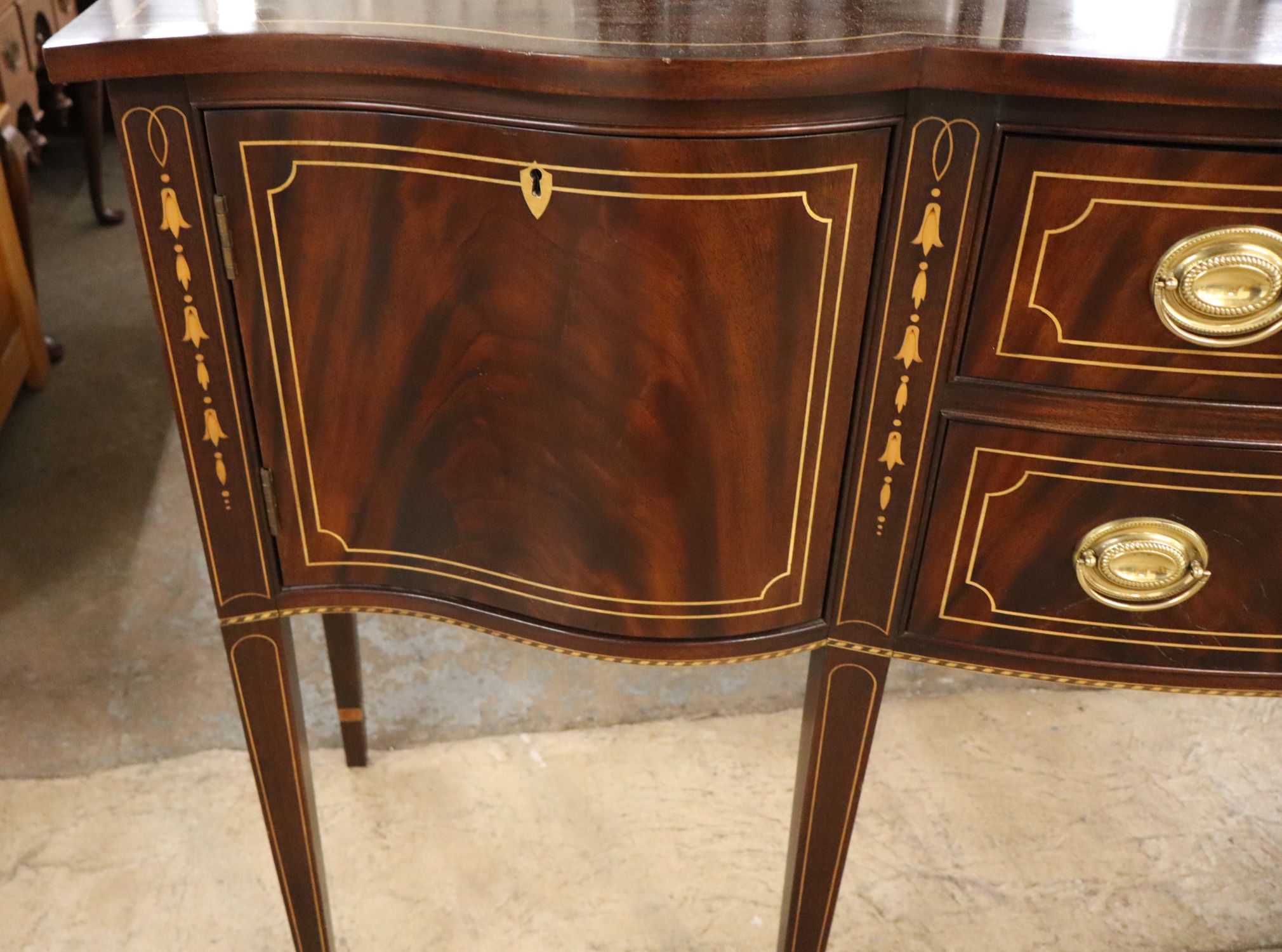 Stickley Burl Mah Bellflower Inlaid Sideboard