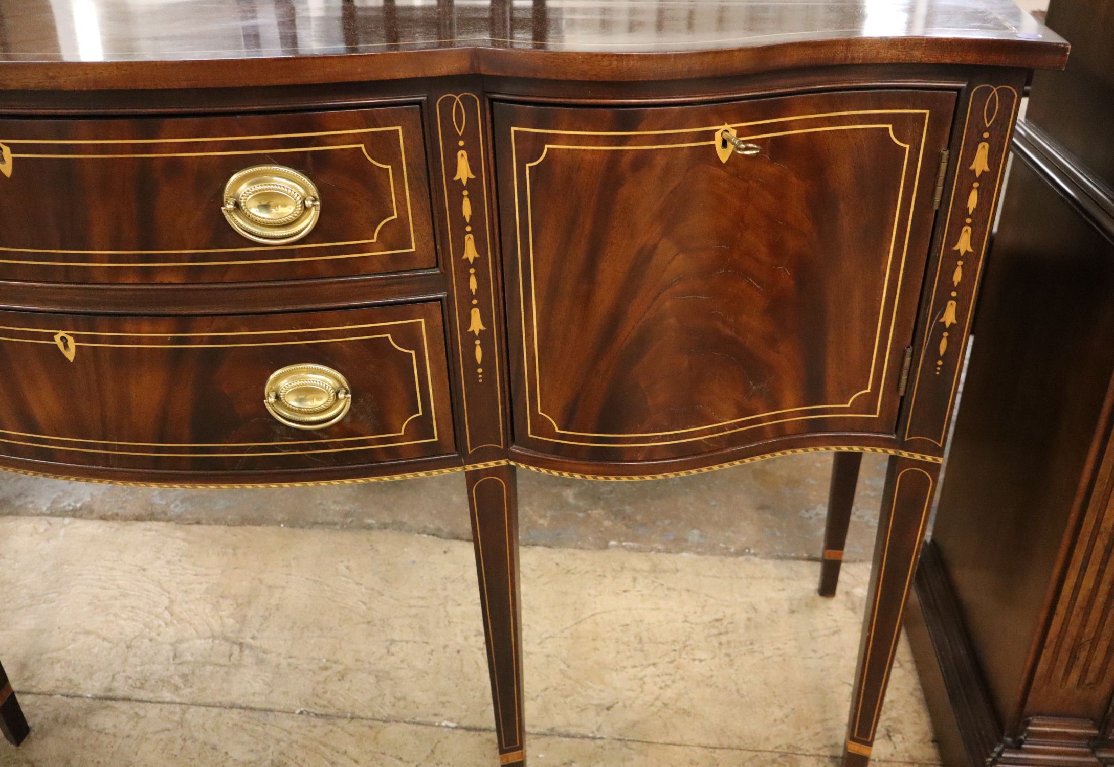 Stickley Burl Mah Bellflower Inlaid Sideboard