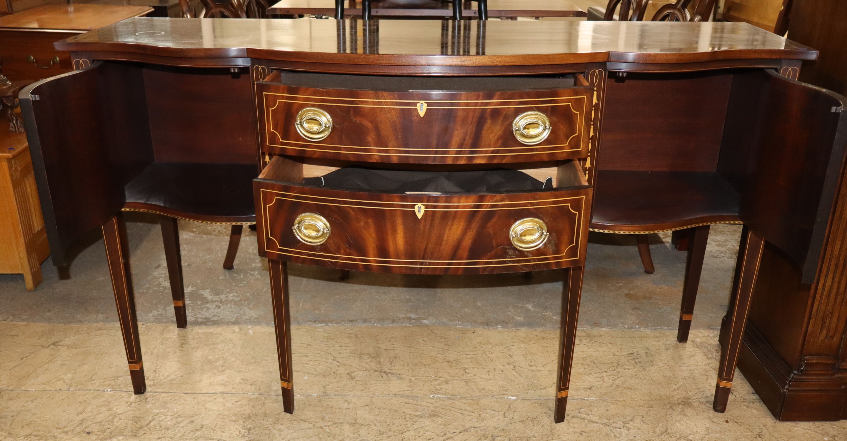 Stickley Burl Mah Bellflower Inlaid Sideboard