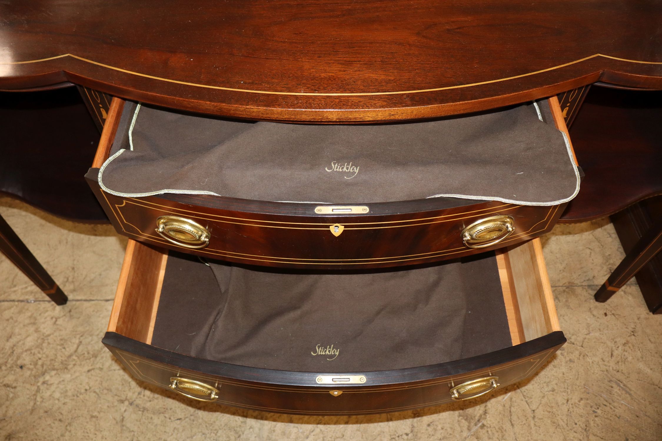 Stickley Burl Mah Bellflower Inlaid Sideboard