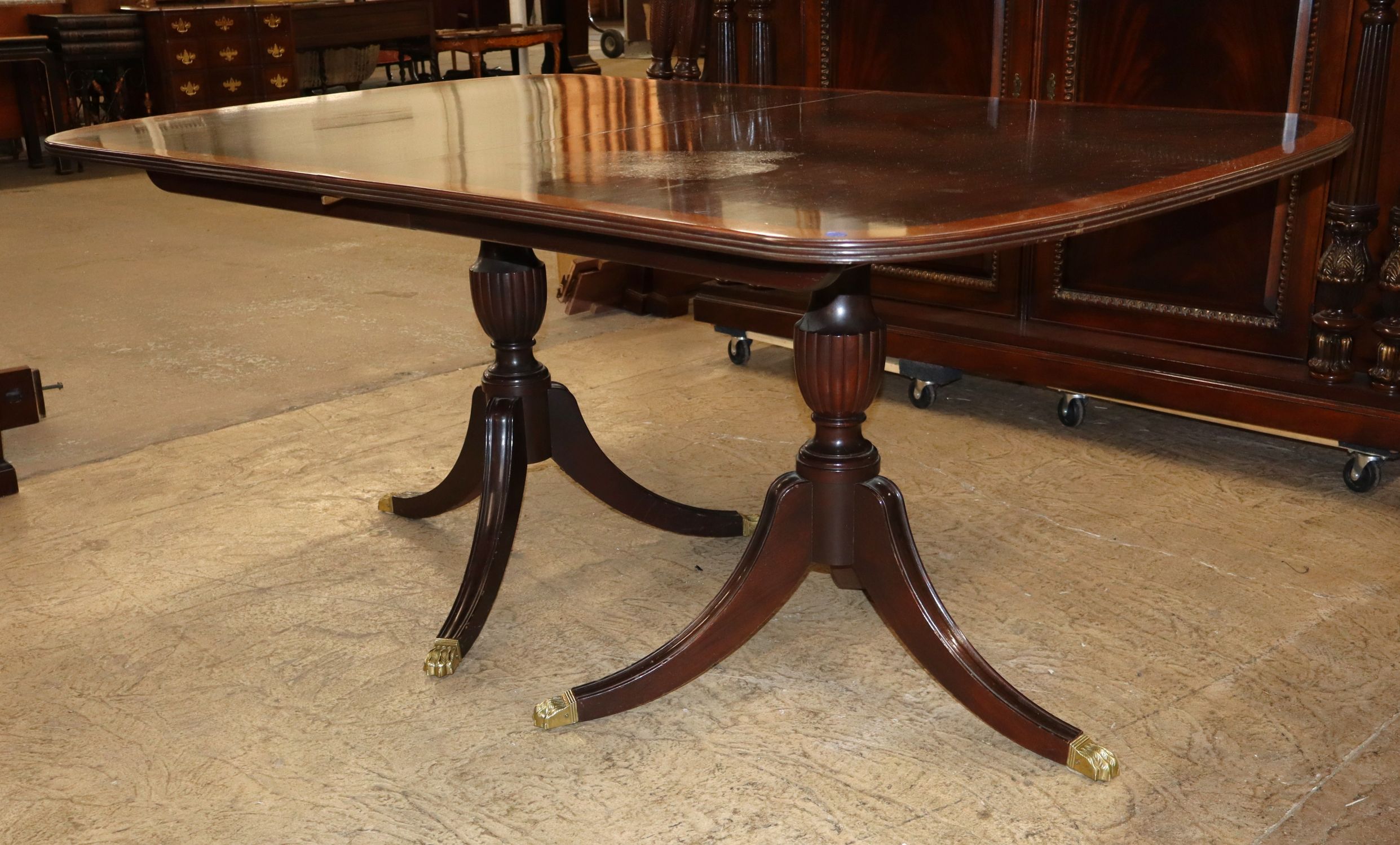 Stickley Burl Mah Banded Dining Table 2 Leaves