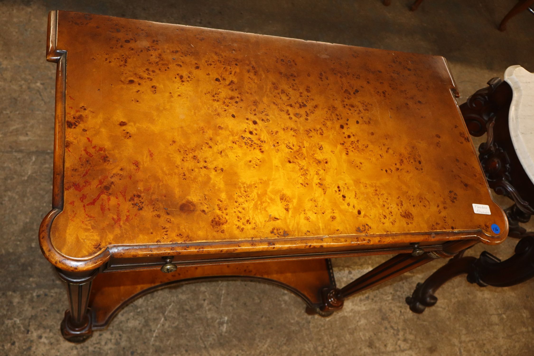 Theo Alexander Burl Walnut 2-Tier Console Table