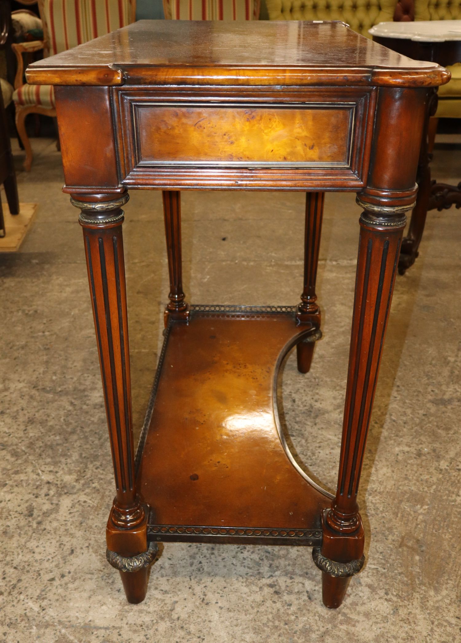 Theo Alexander Burl Walnut 2-Tier Console Table