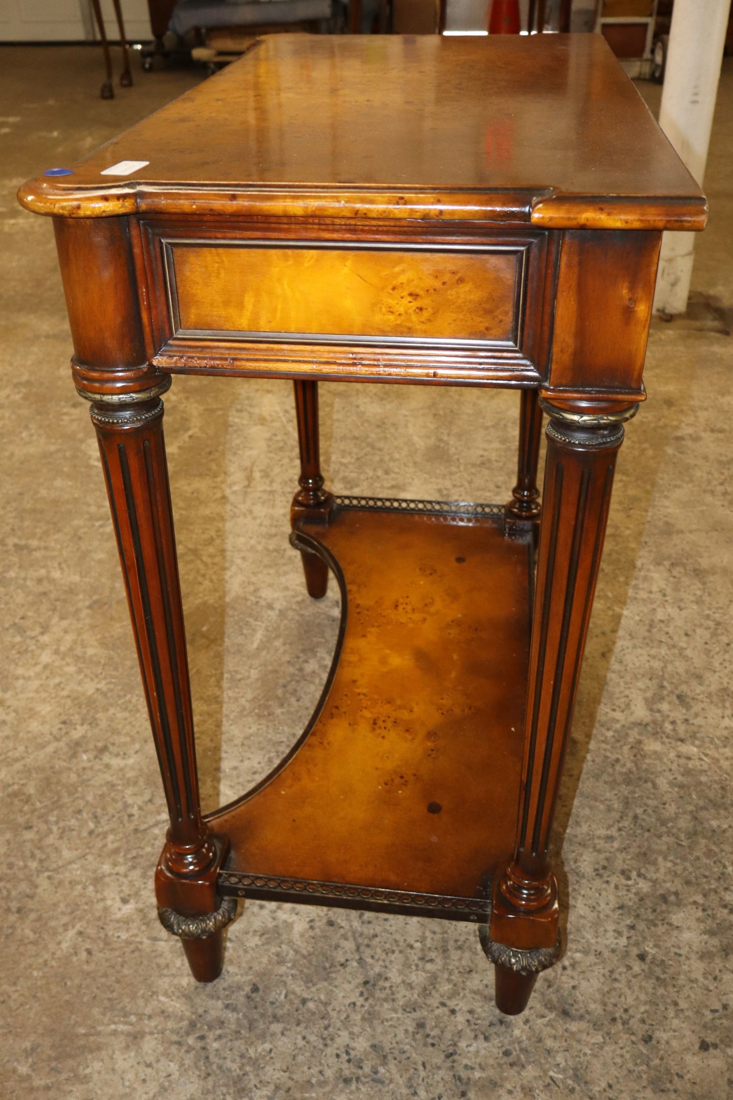 Theo Alexander Burl Walnut 2-Tier Console Table