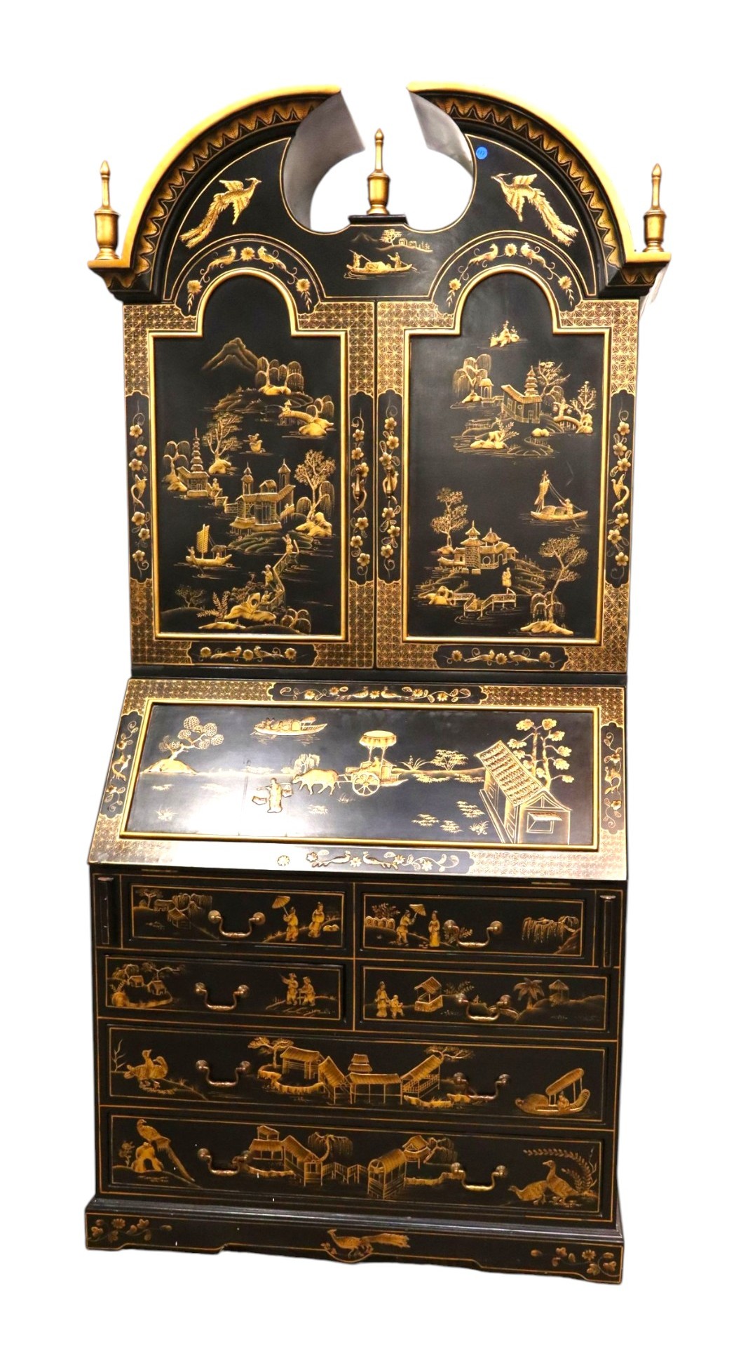 Maitland-Smith Style Chinoiserie 2pc Secretary