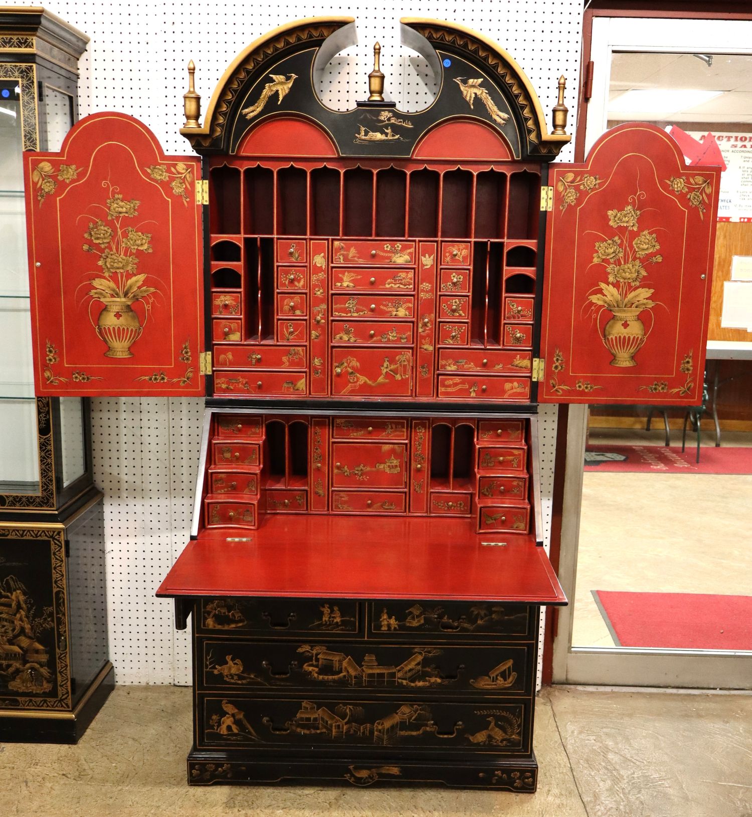 Maitland-Smith Style Chinoiserie 2pc Secretary