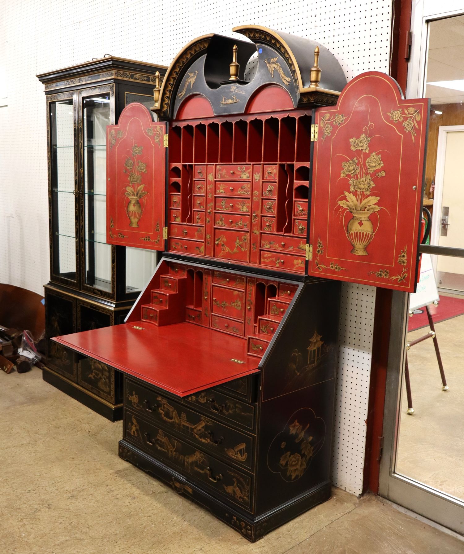 Maitland-Smith Style Chinoiserie 2pc Secretary