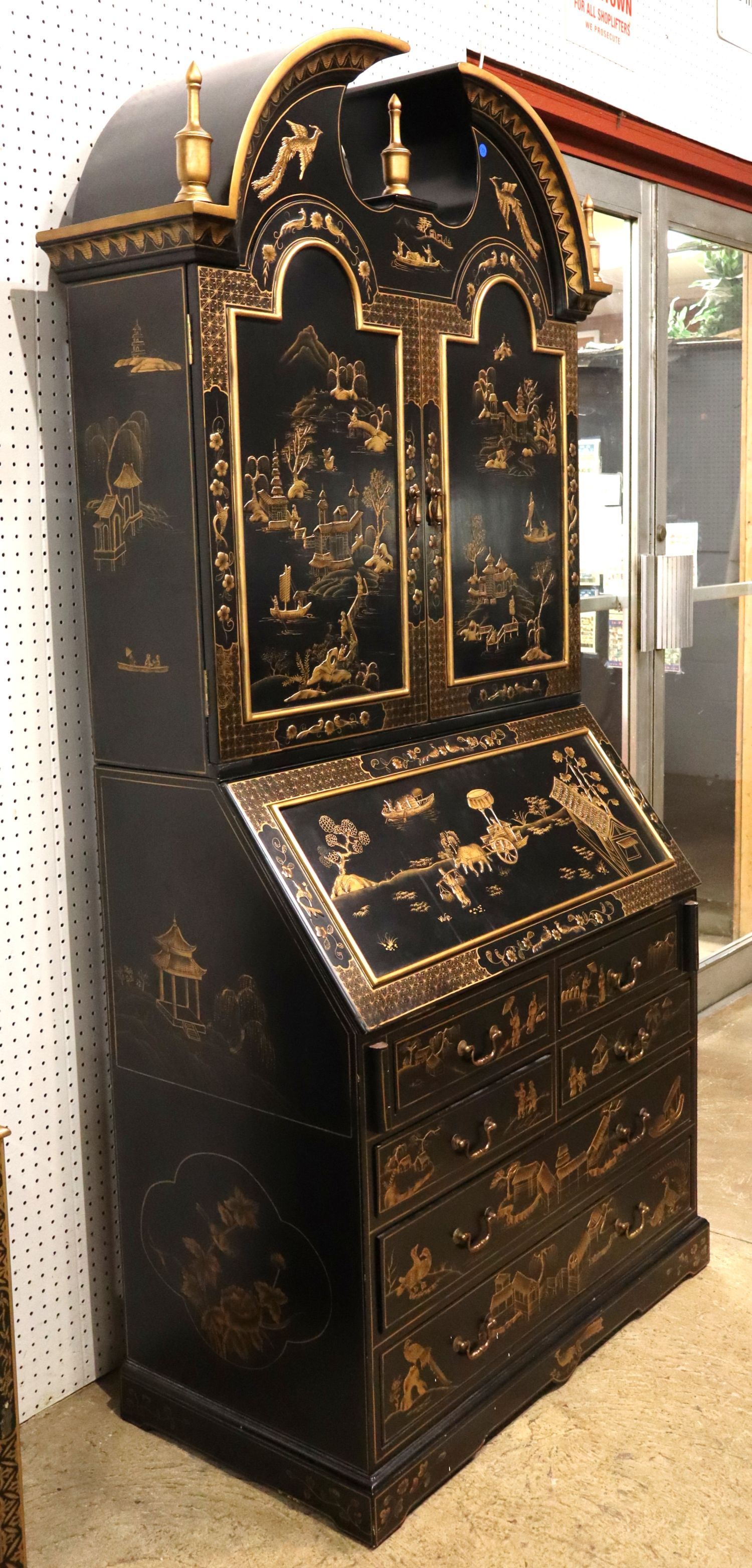 Maitland-Smith Style Chinoiserie 2pc Secretary