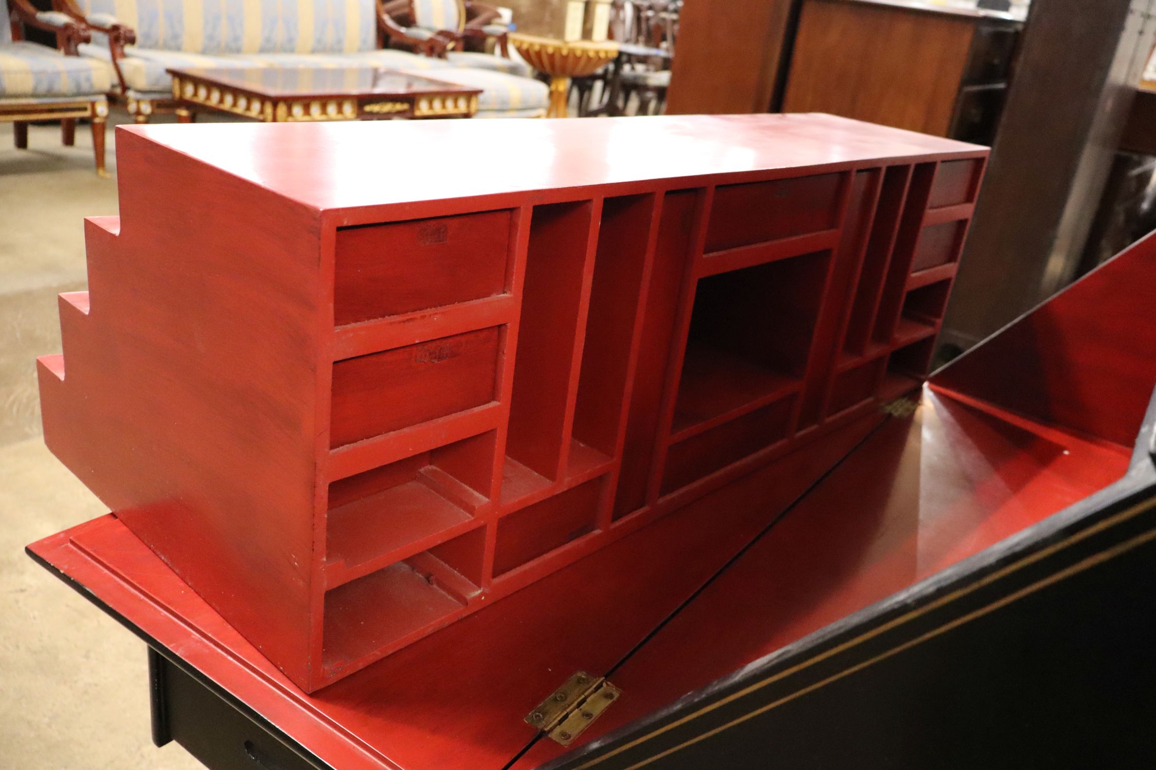 Maitland-Smith Style Chinoiserie 2pc Secretary