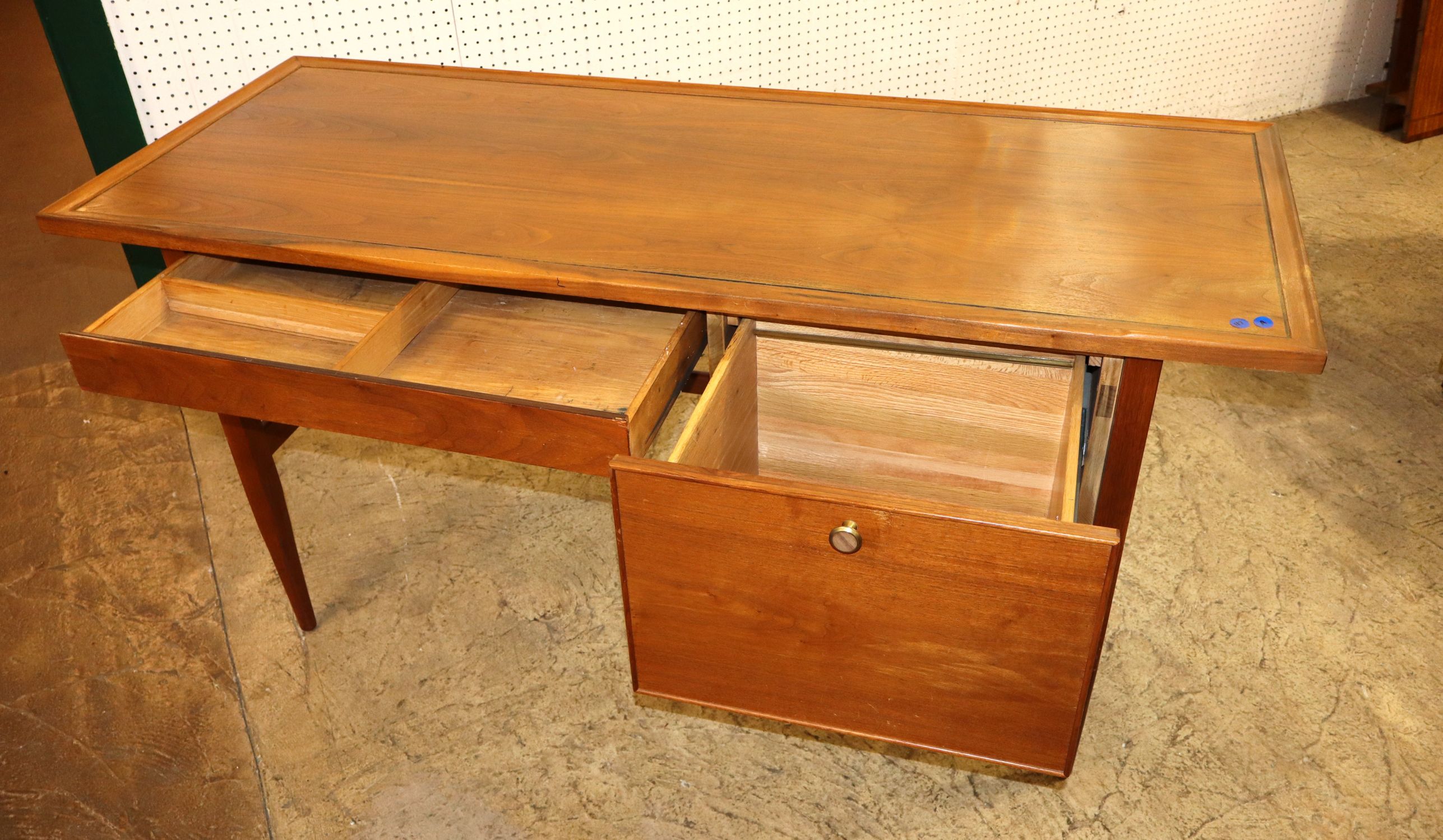 Vintage MCM Drexel Walnut 2-Drawer Desk