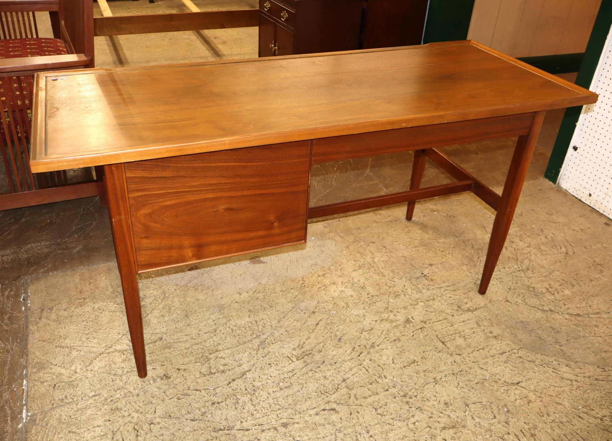 Vintage MCM Drexel Walnut 2-Drawer Desk
