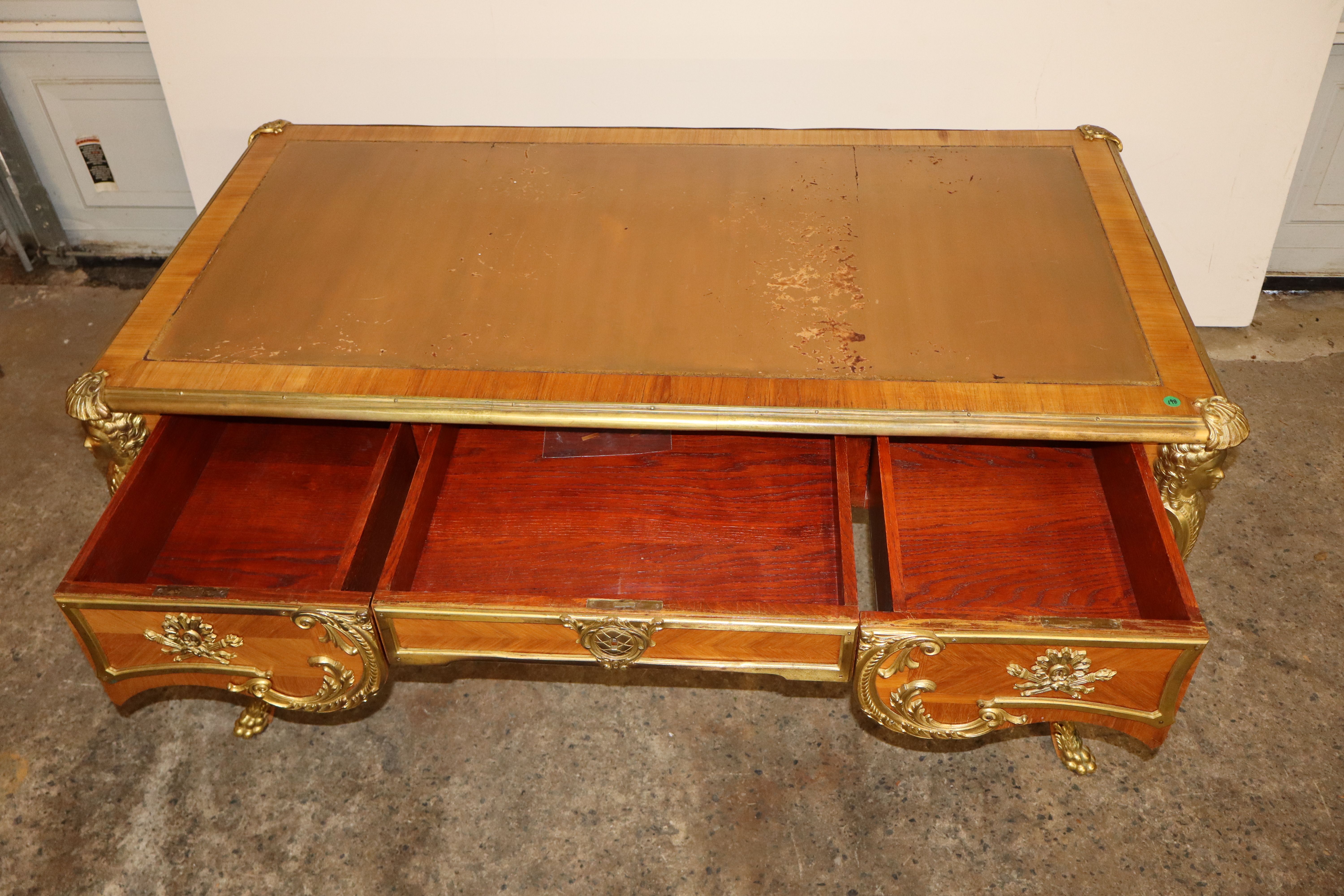 Antique French Louis XV Mahogany Bureau Plat Desk