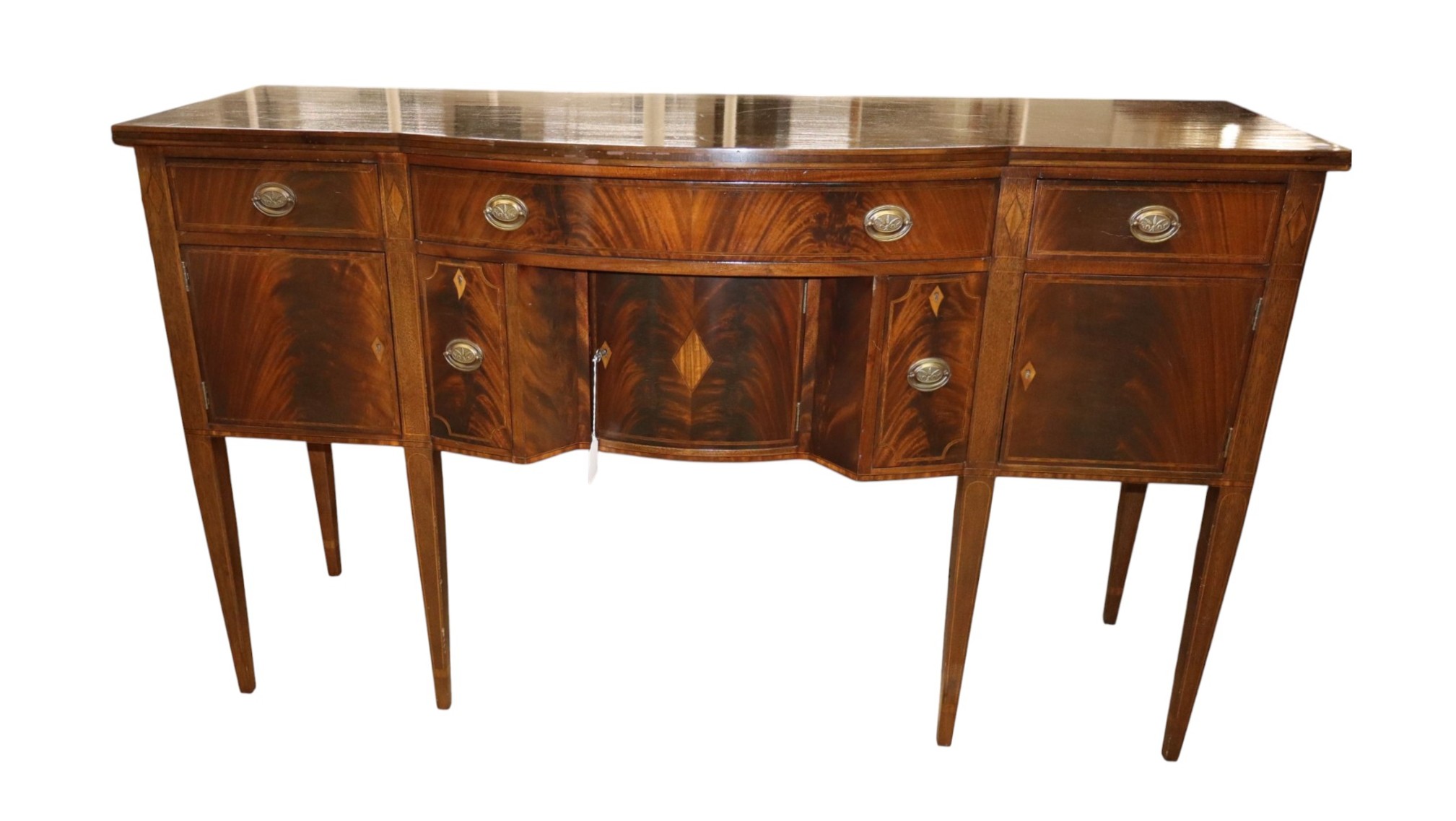 Antq Williams & Kimp Burl Mahog 5-Drw Sideboard