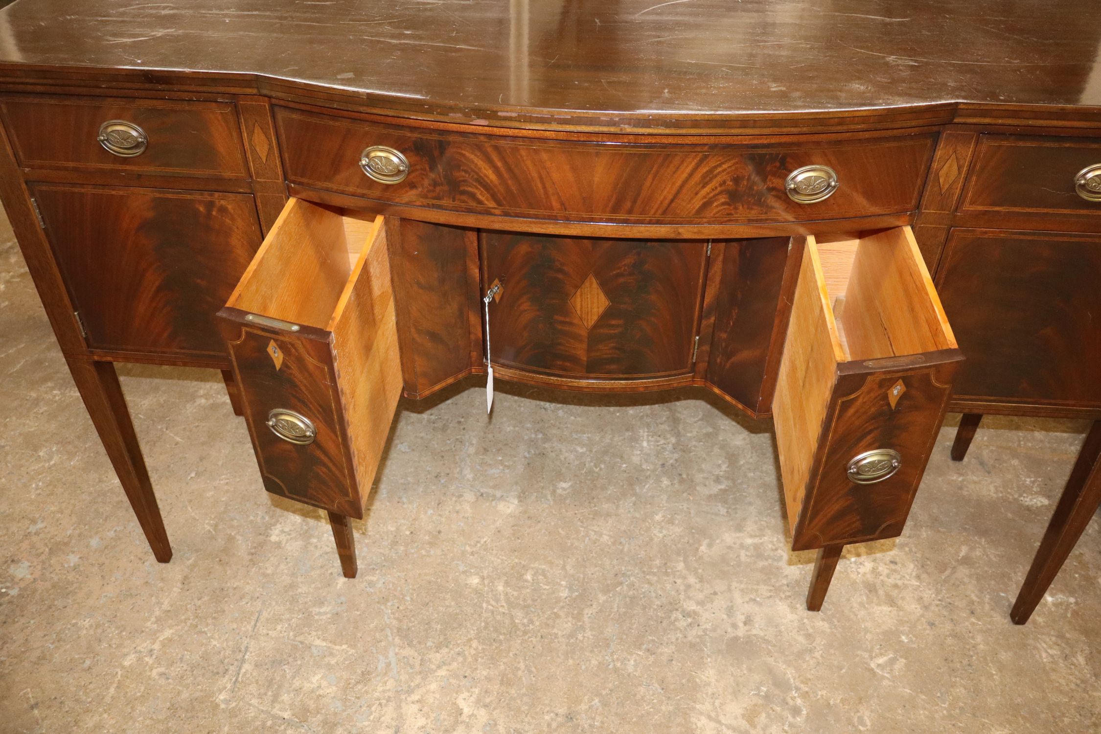 Antq Williams & Kimp Burl Mahog 5-Drw Sideboard