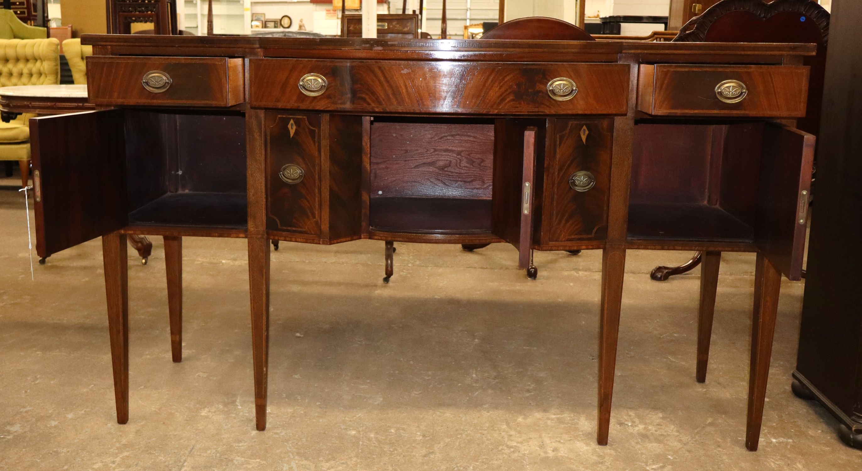 Antq Williams & Kimp Burl Mahog 5-Drw Sideboard