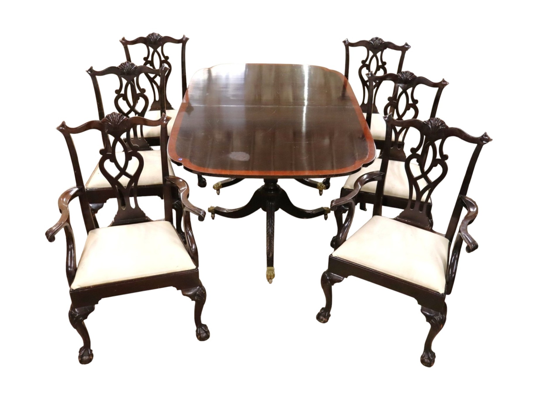 Stickley Mahog Rosewood Band Scallop 7pc Dining Set