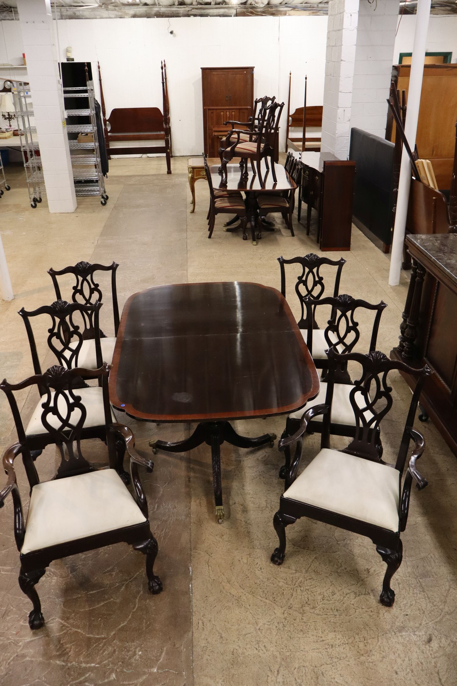 Stickley Mahog Rosewood Band Scallop 7pc Dining Set