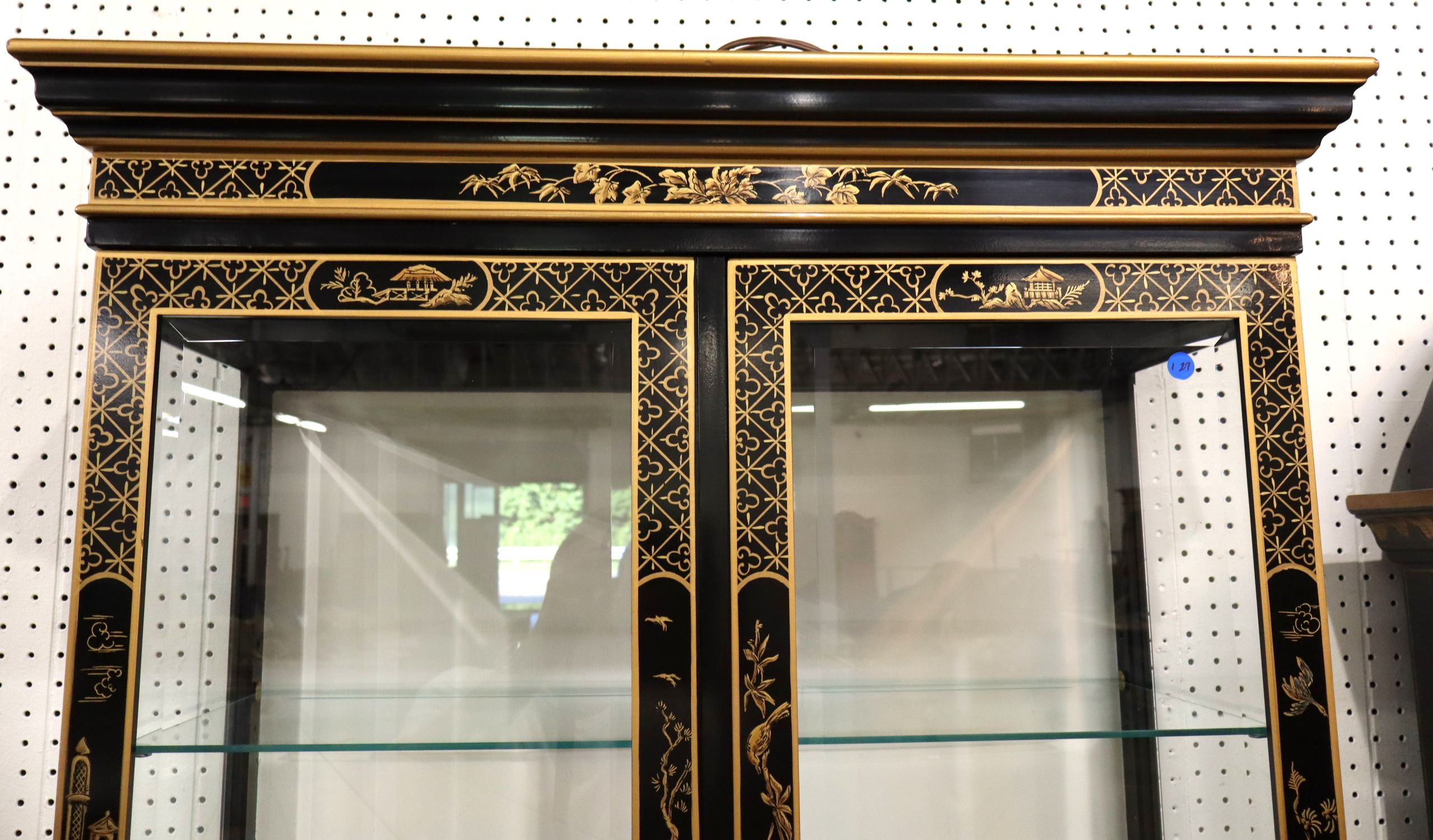 Drexel Chinoiserie 4-Dr Lighted Bevel Glass China Cabinet