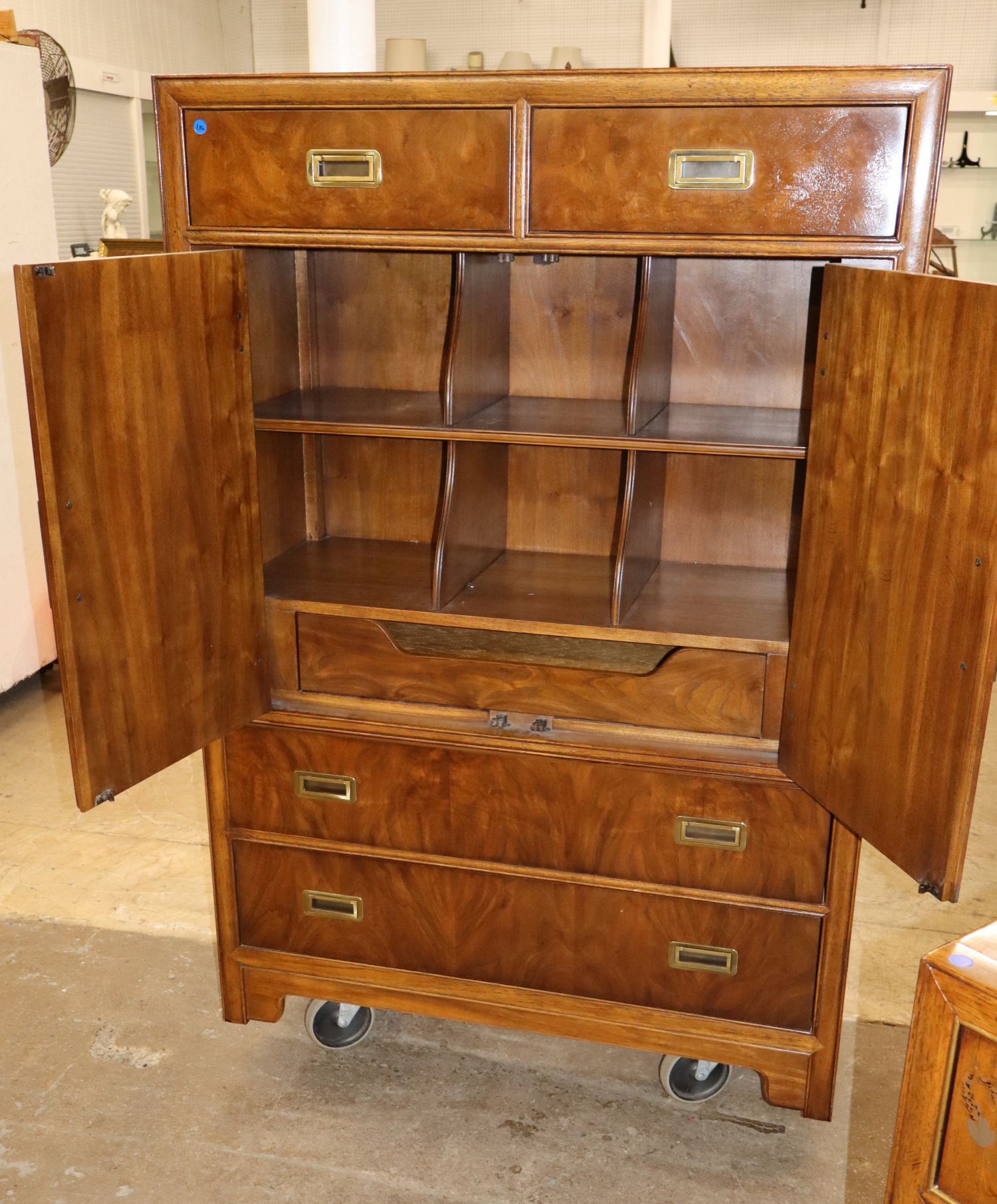VTG Drexel Hrtg Dynasty Walnut Gentlemans Chest