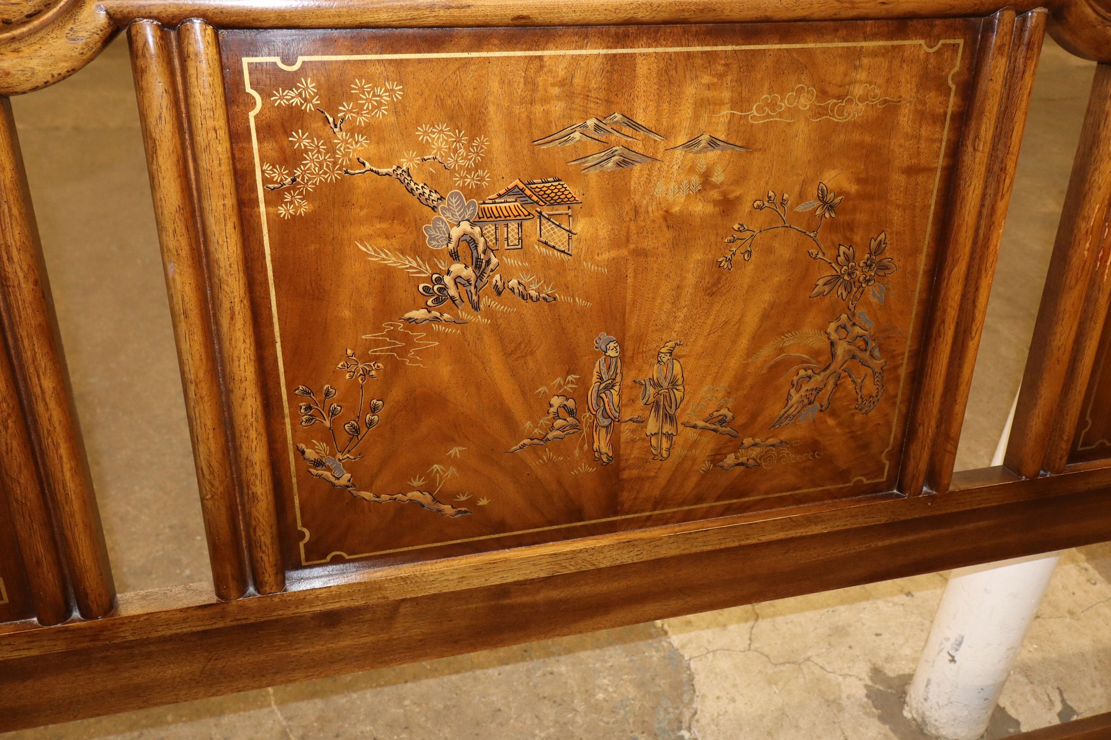 VTG Drexel Hrtg Dynasty Walnut Headboard Orig Fin