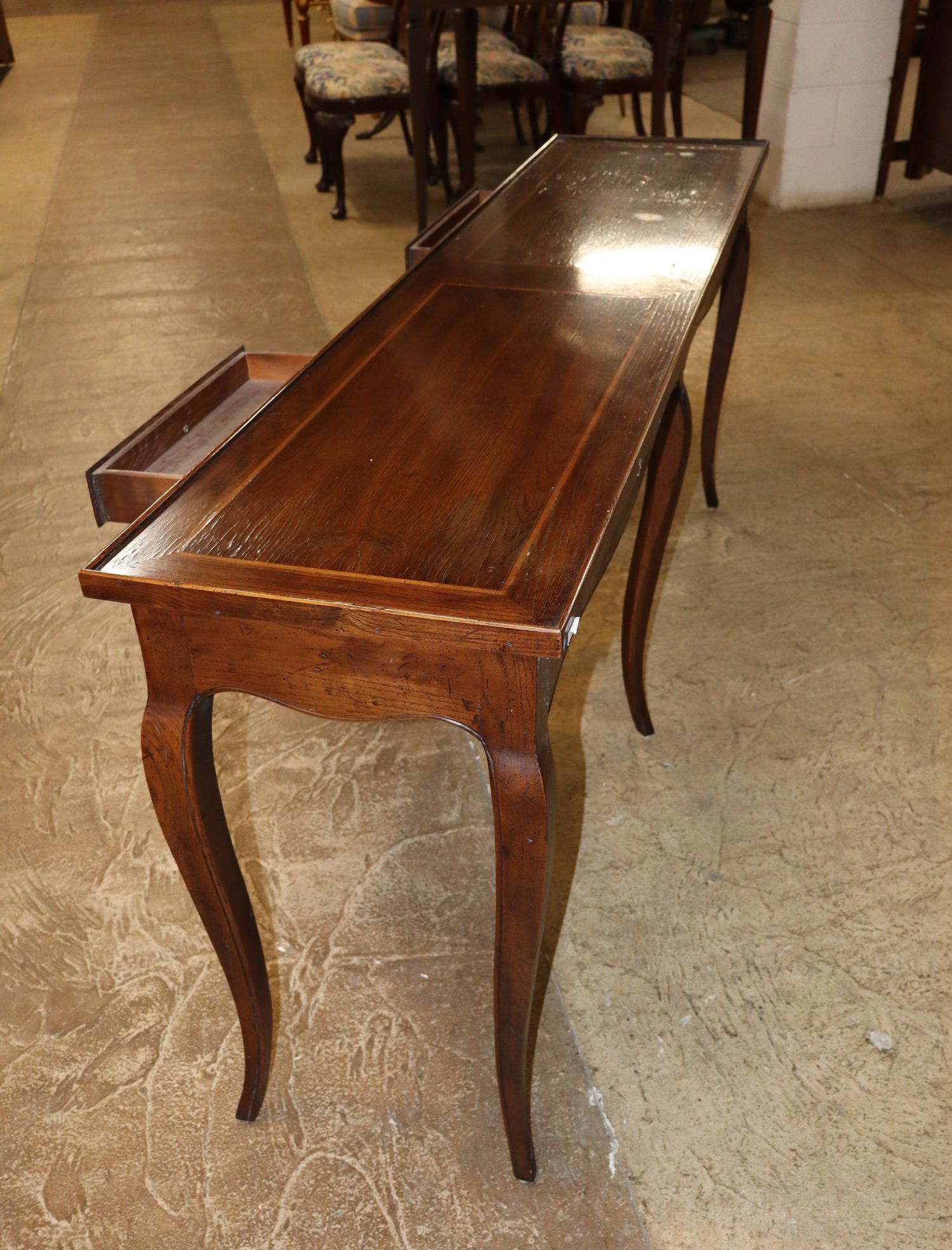 Henredon FR Style 6-Leg Burl Walnut Inlaid Sofa