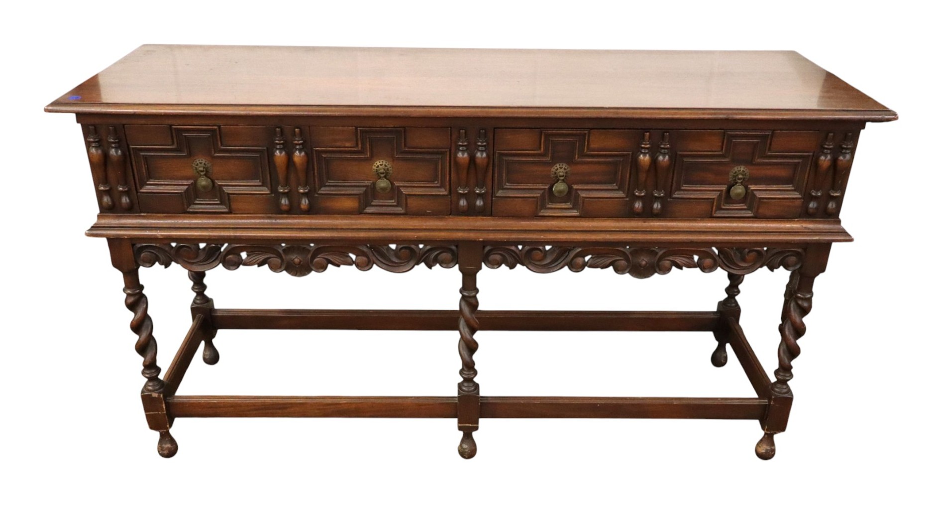 Kittinger Semi Antq Barley Twist Crvd Walnut Console
