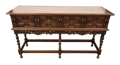Kittinger Semi Antq Barley Twist Crvd Walnut Console. Kittinger Furniture quality semi antique 