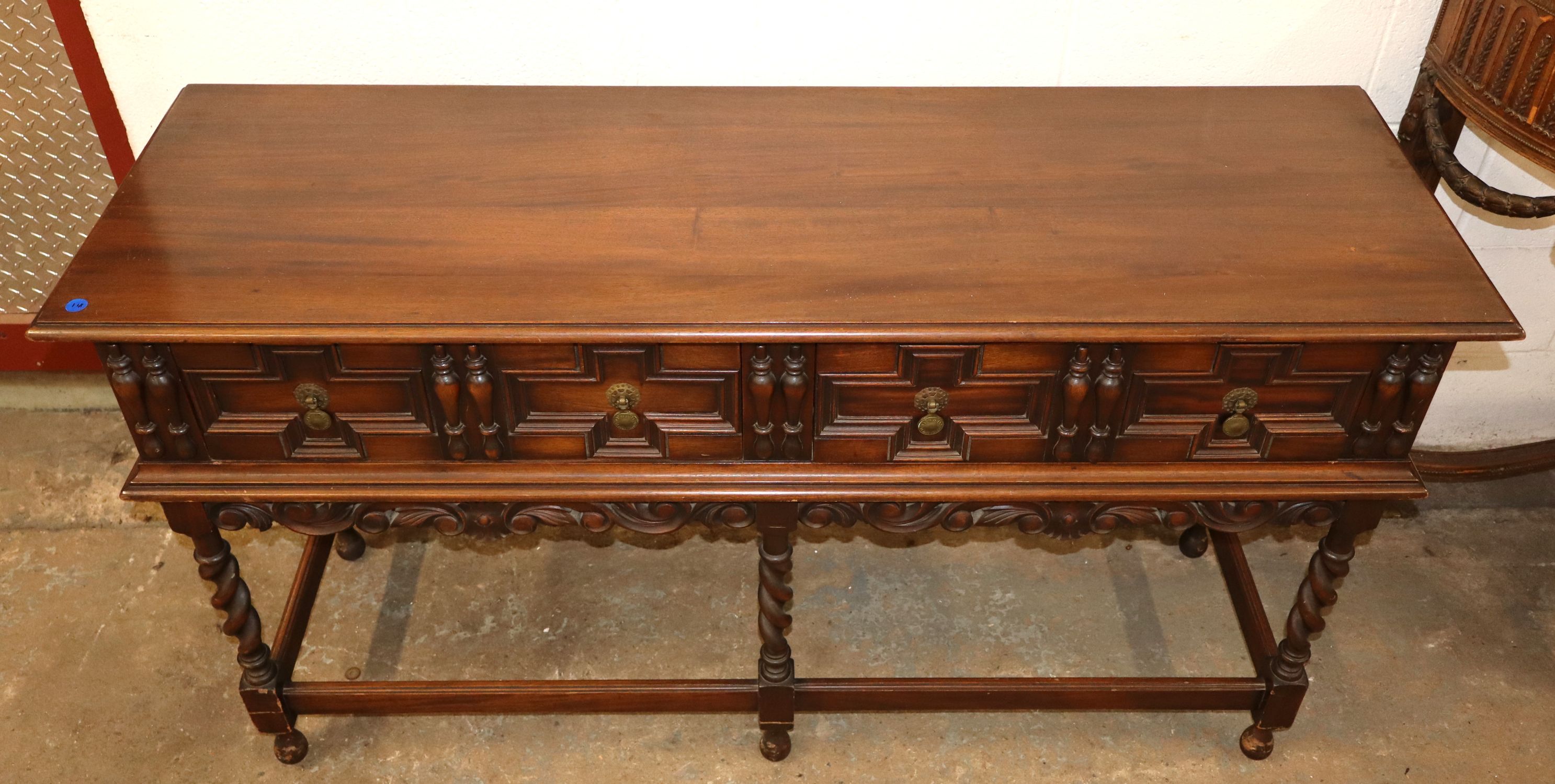 Kittinger Semi Antq Barley Twist Crvd Walnut Console