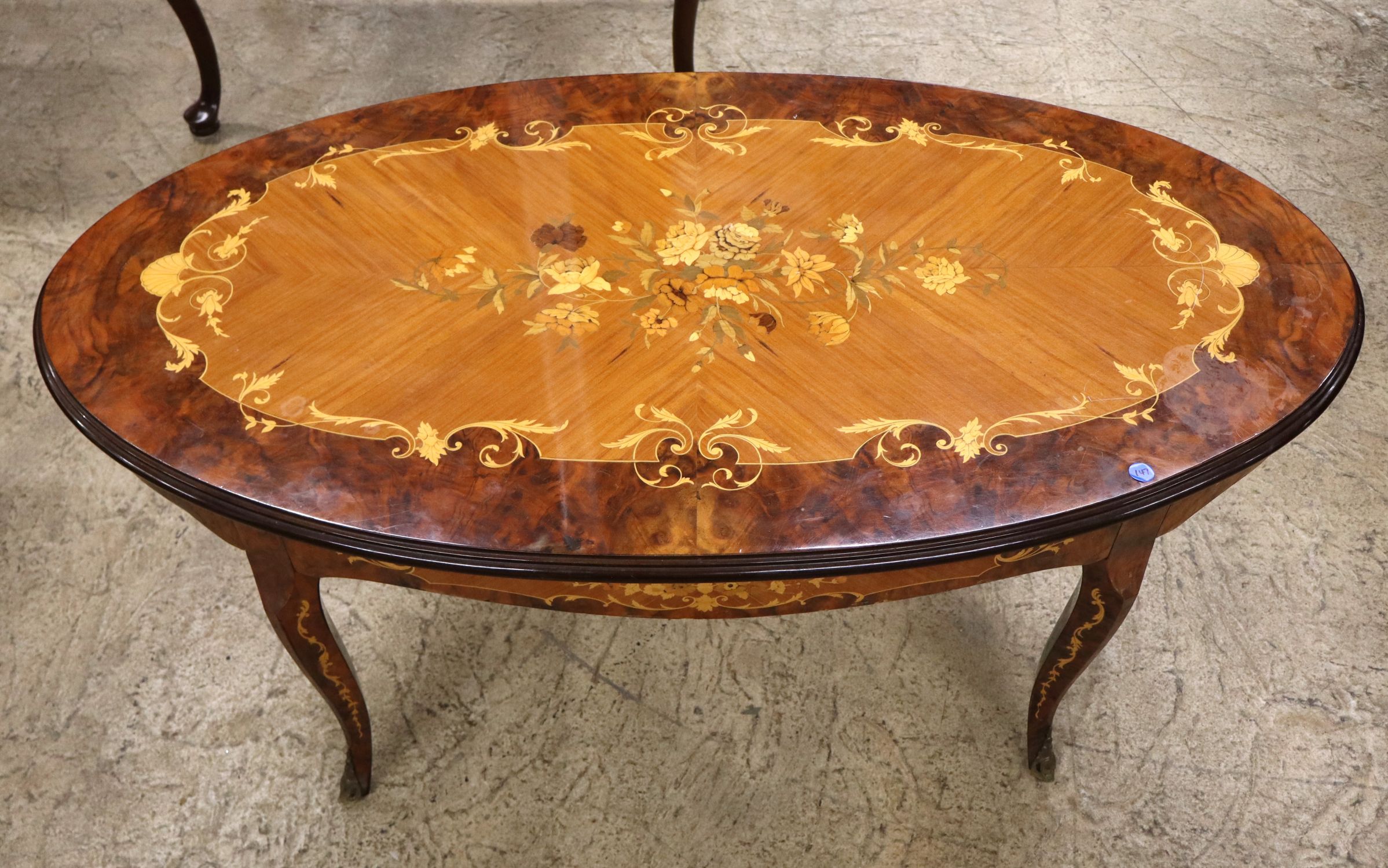 IT Burl Walnut Inlaid FR Coffee Table Bronze Feet