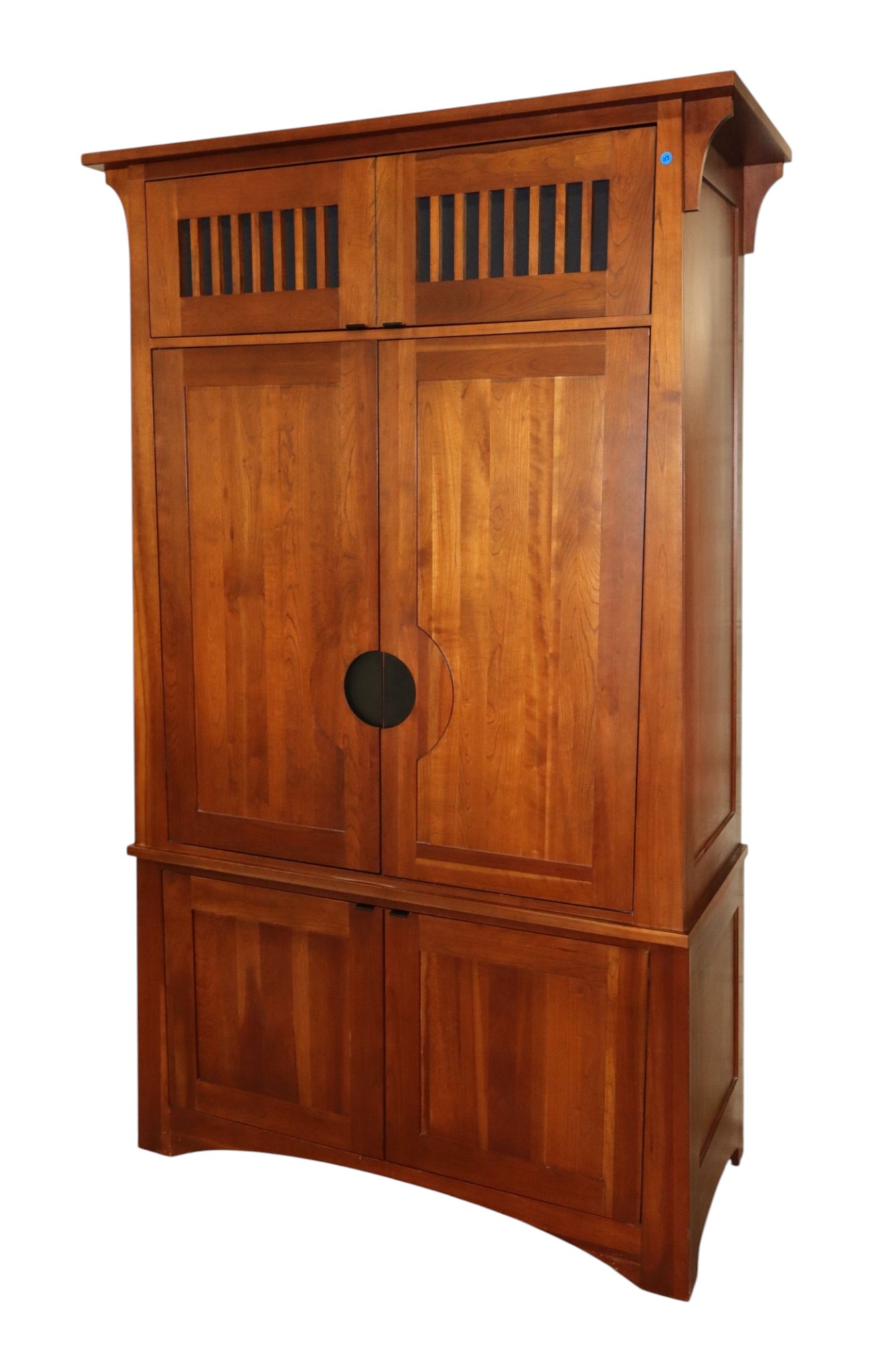 Ethan Allen Cherry Arts & Crafts 4-Dr 2pc Bar Cabinet