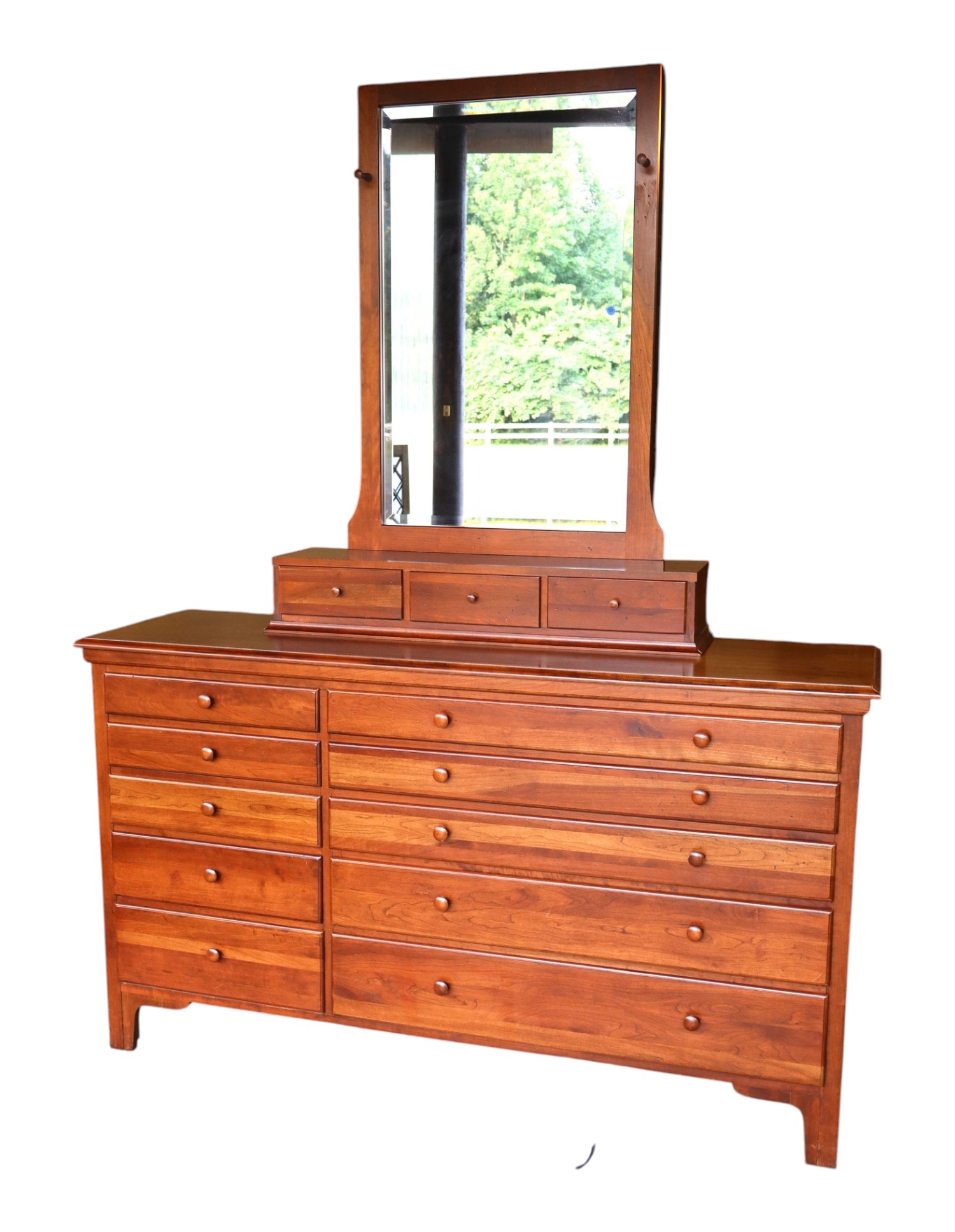 VTG Lane Cherry Low Chest & Bevel Mirr w/Hat Hooks
