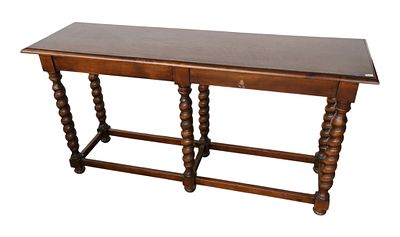 Oak Finish Twisted 6-Leg Console Table Orig Fin. Oak finish twisted 6 leg console table original 