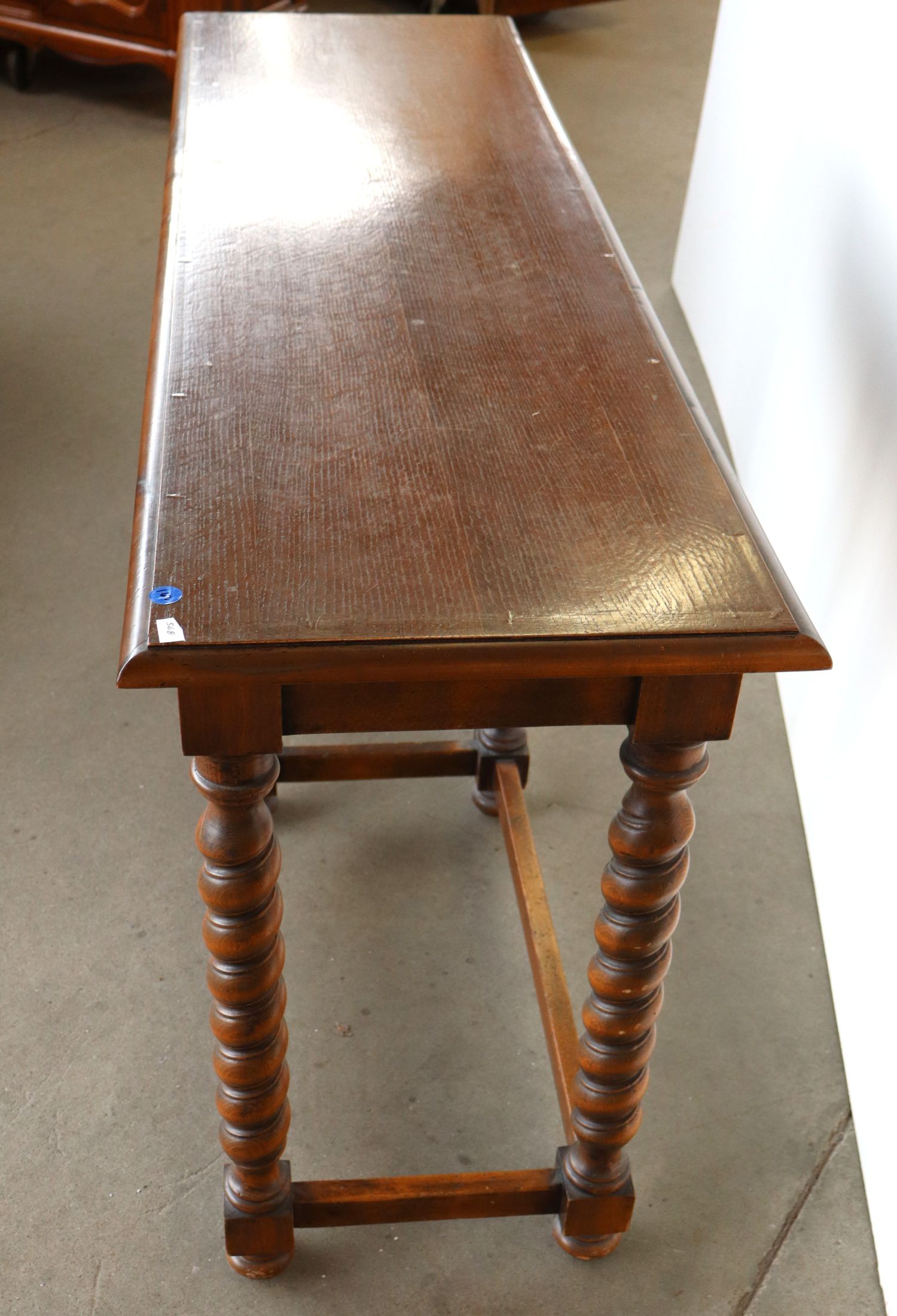 Oak Finish Twisted 6-Leg Console Table Orig Fin