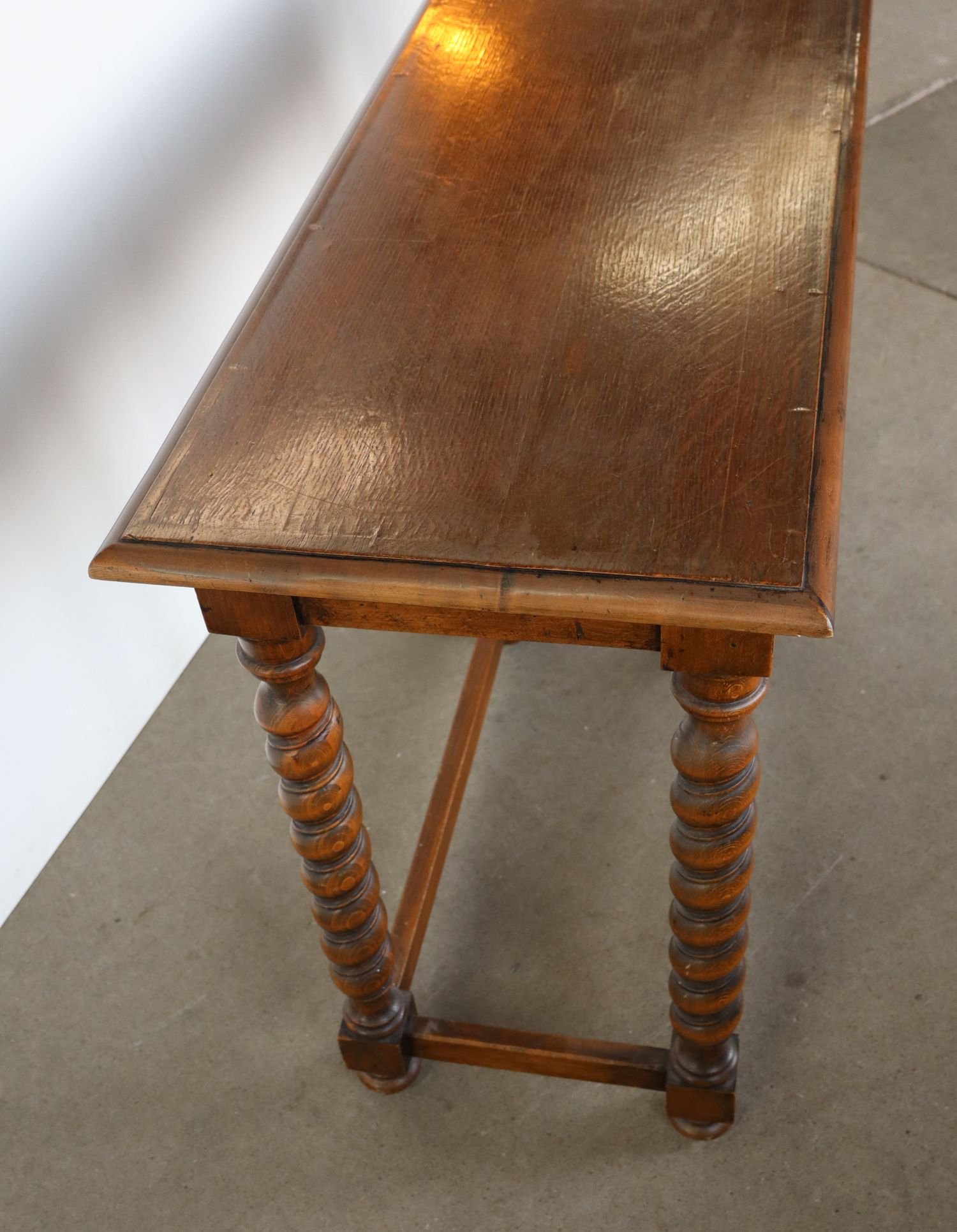 Oak Finish Twisted 6-Leg Console Table Orig Fin