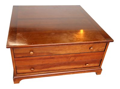 VTG Lane Cherry 3-Dr Square Coffee Table Orig Fin. Vintage Lane Furniture solid cherry 3 drawer 