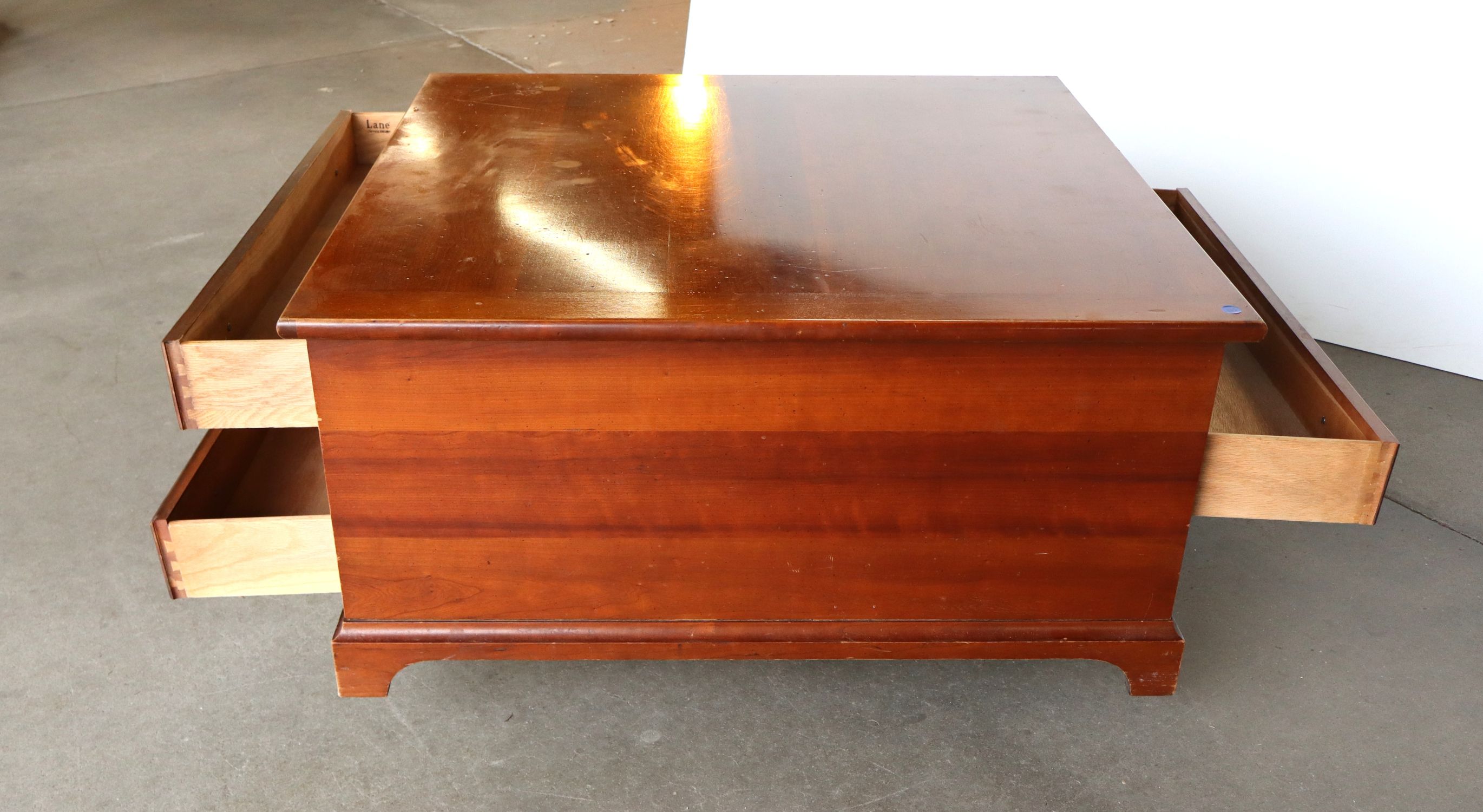 VTG Lane Cherry 3-Dr Square Coffee Table Orig Fin