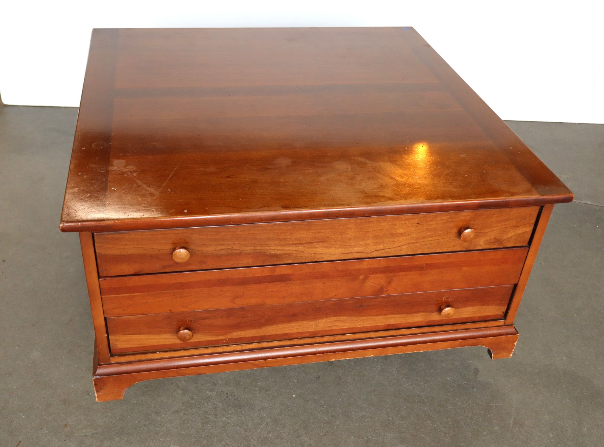VTG Lane Cherry 3-Dr Square Coffee Table Orig Fin