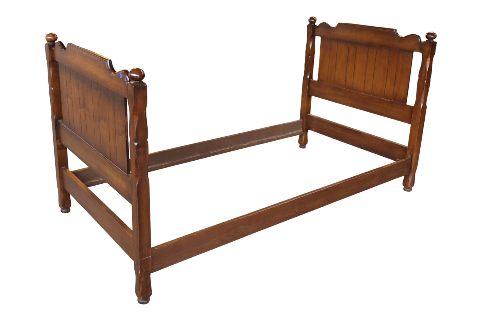 Vintage walnut finish day bed with wood rails
