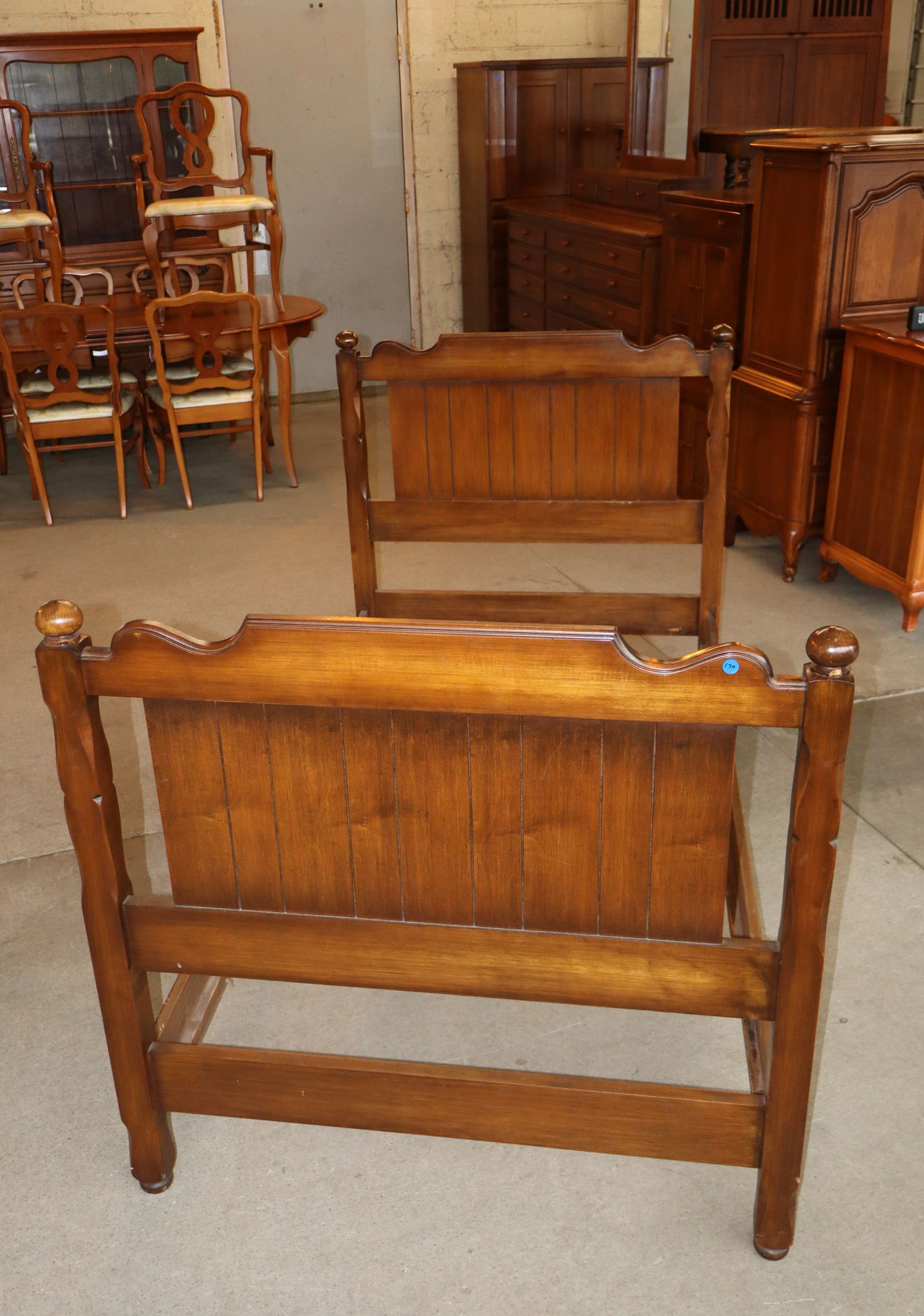 Vintage walnut finish day bed with wood rails