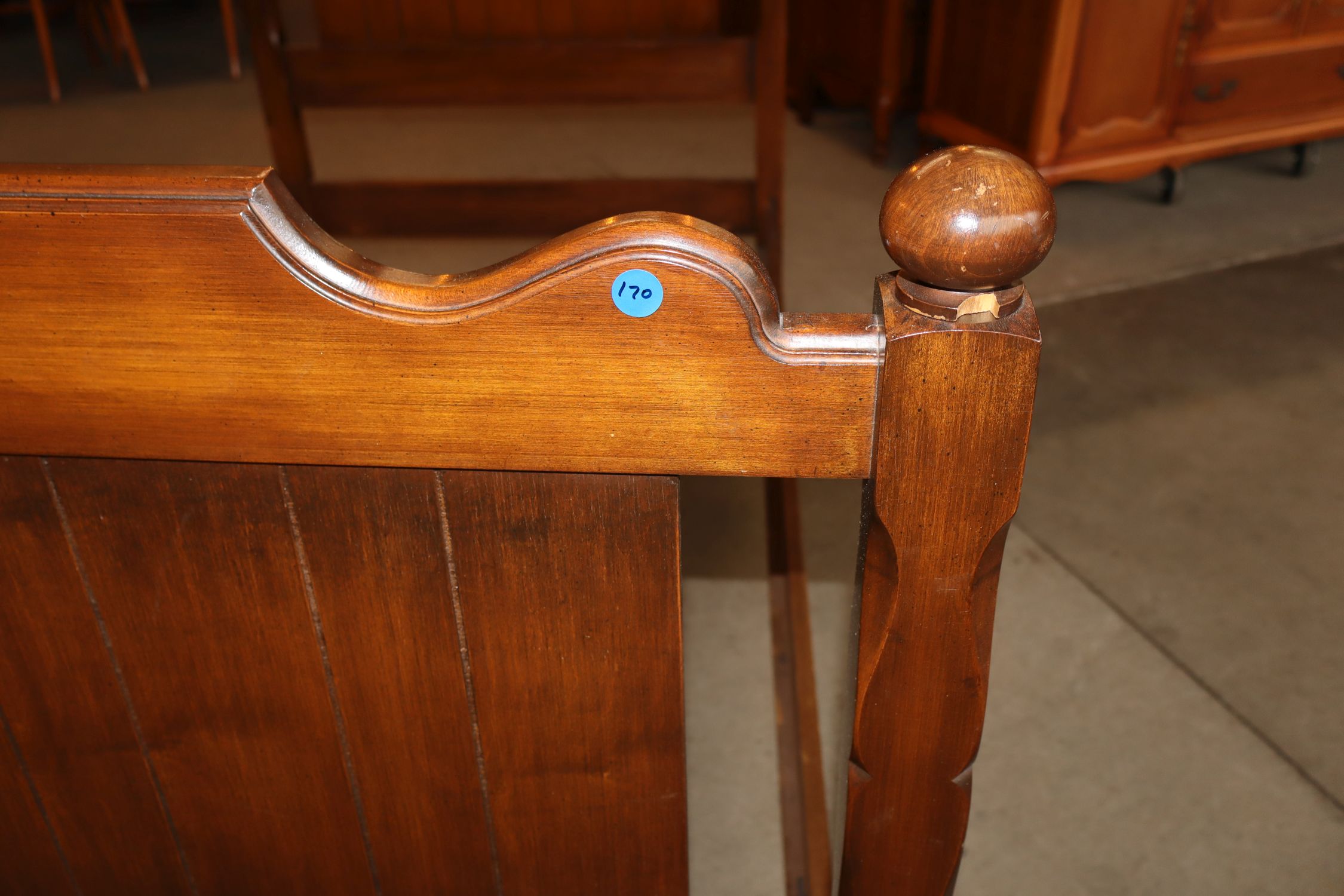Vintage walnut finish day bed with wood rails