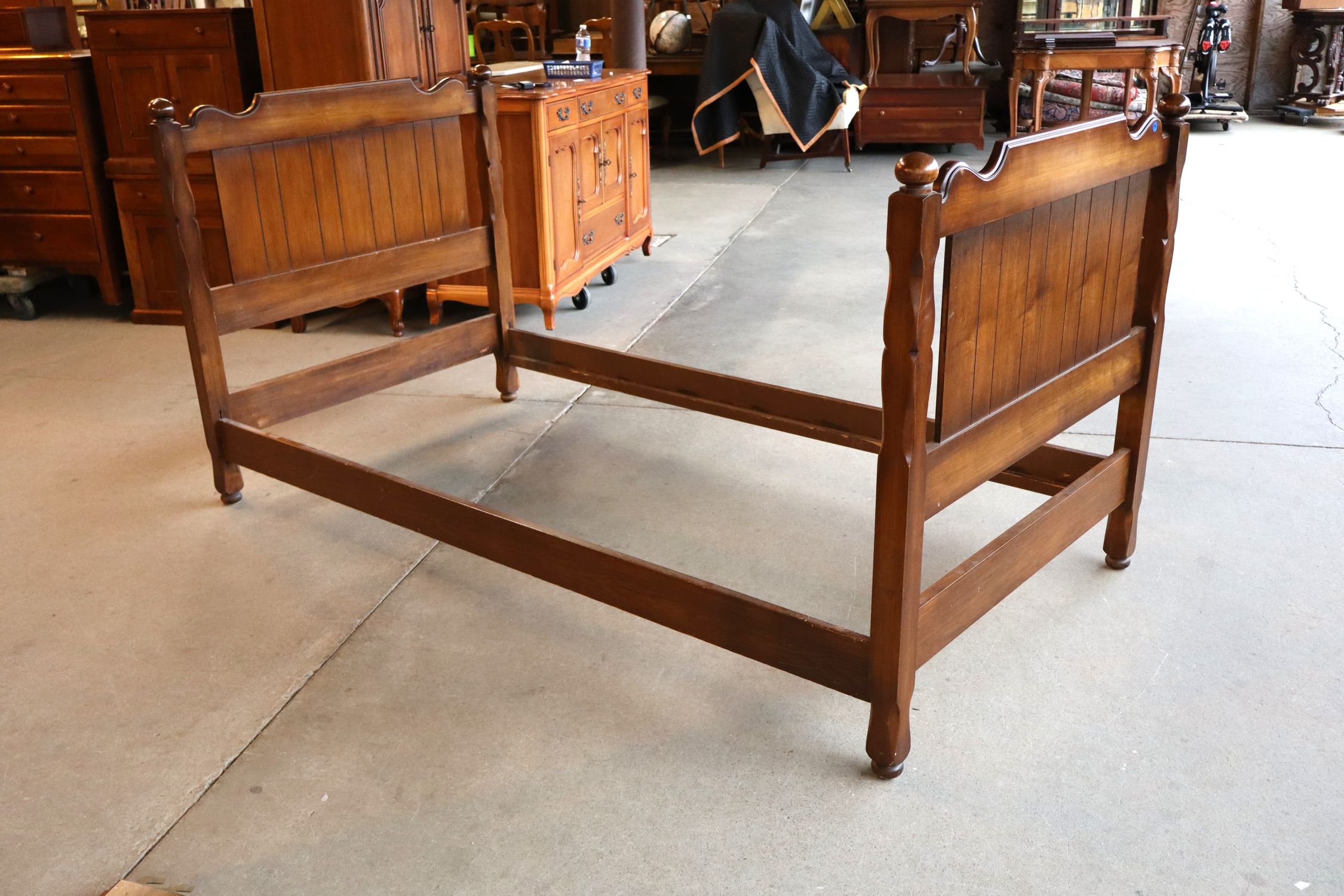 Vintage walnut finish day bed with wood rails