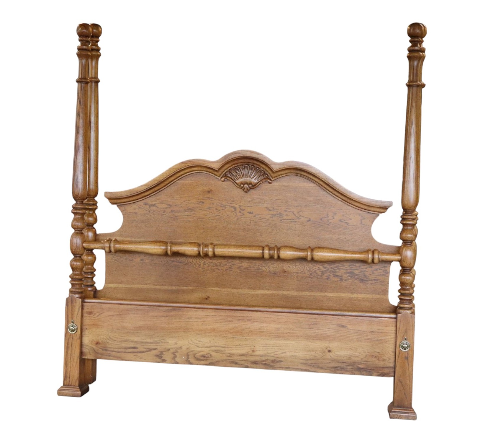 Oak Shell Crvd Queen/Full 4-Poster Bed w/rails