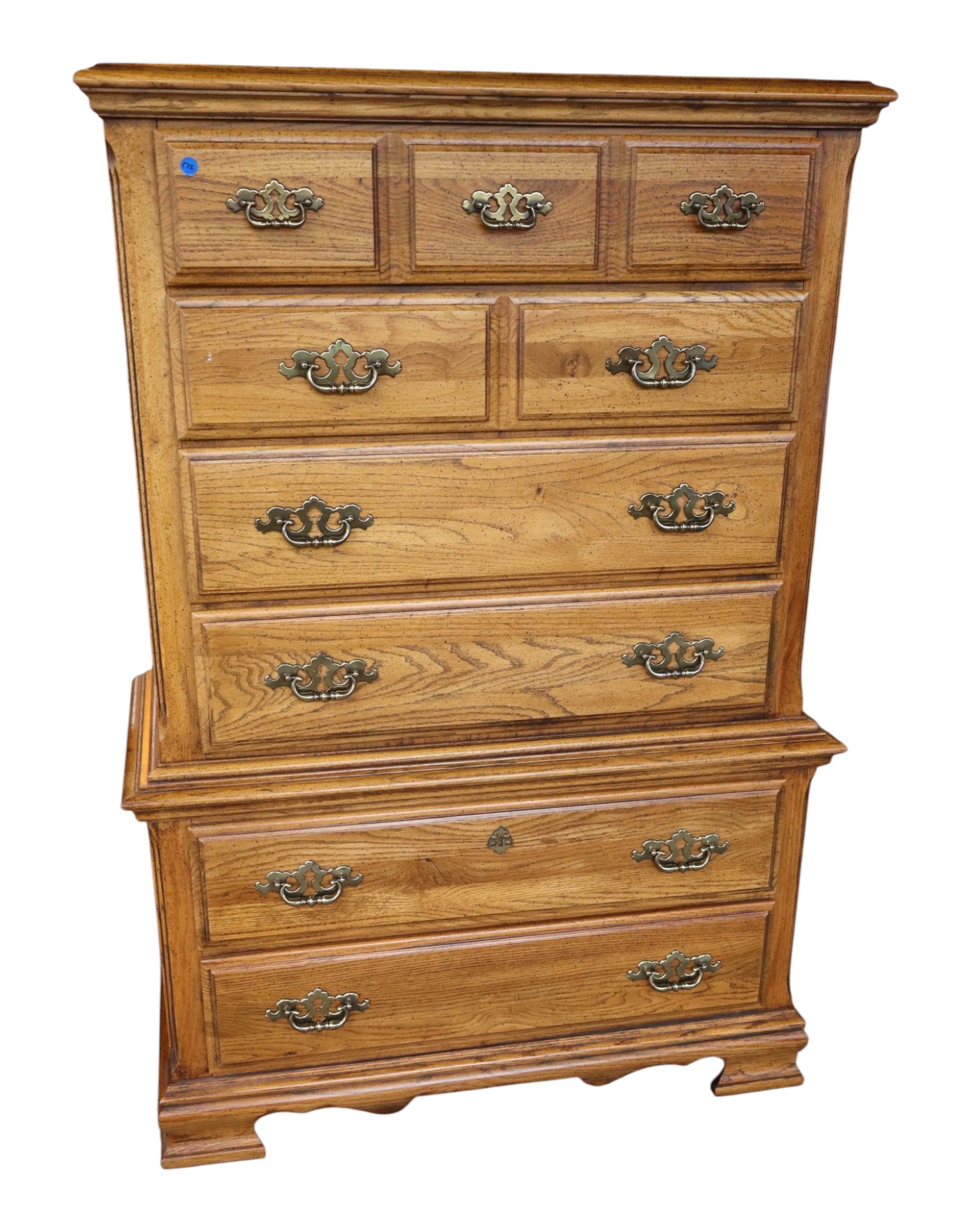 VTG Oak Finish 6-Drawer High Chest Orig Finish