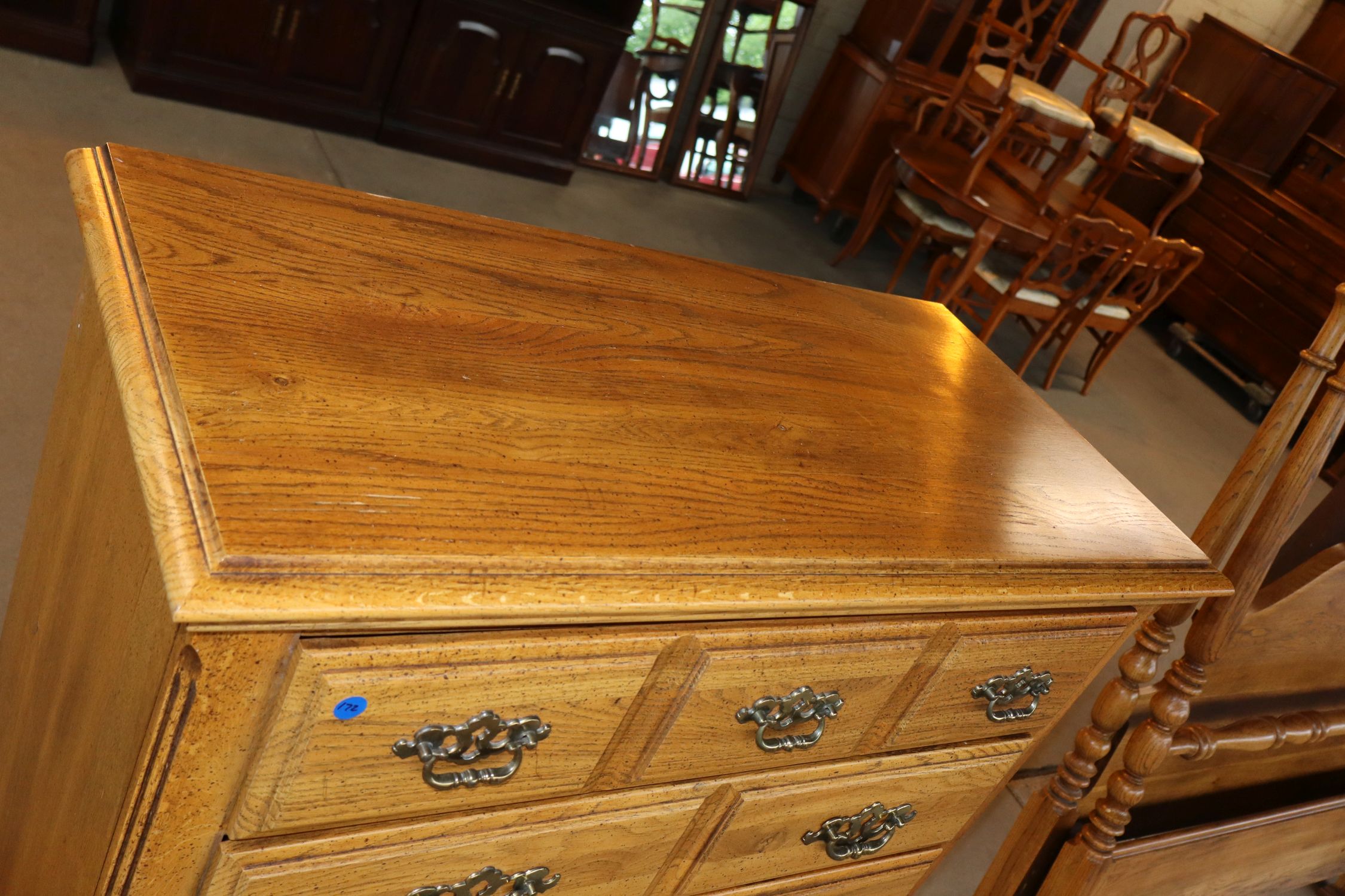 VTG Oak Finish 6-Drawer High Chest Orig Finish
