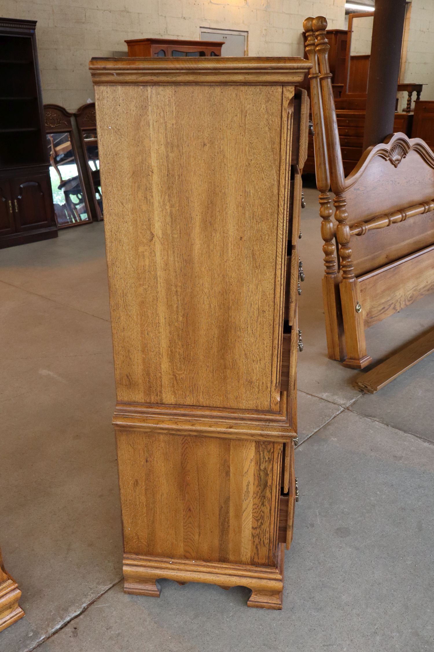VTG Oak Finish 6-Drawer High Chest Orig Finish
