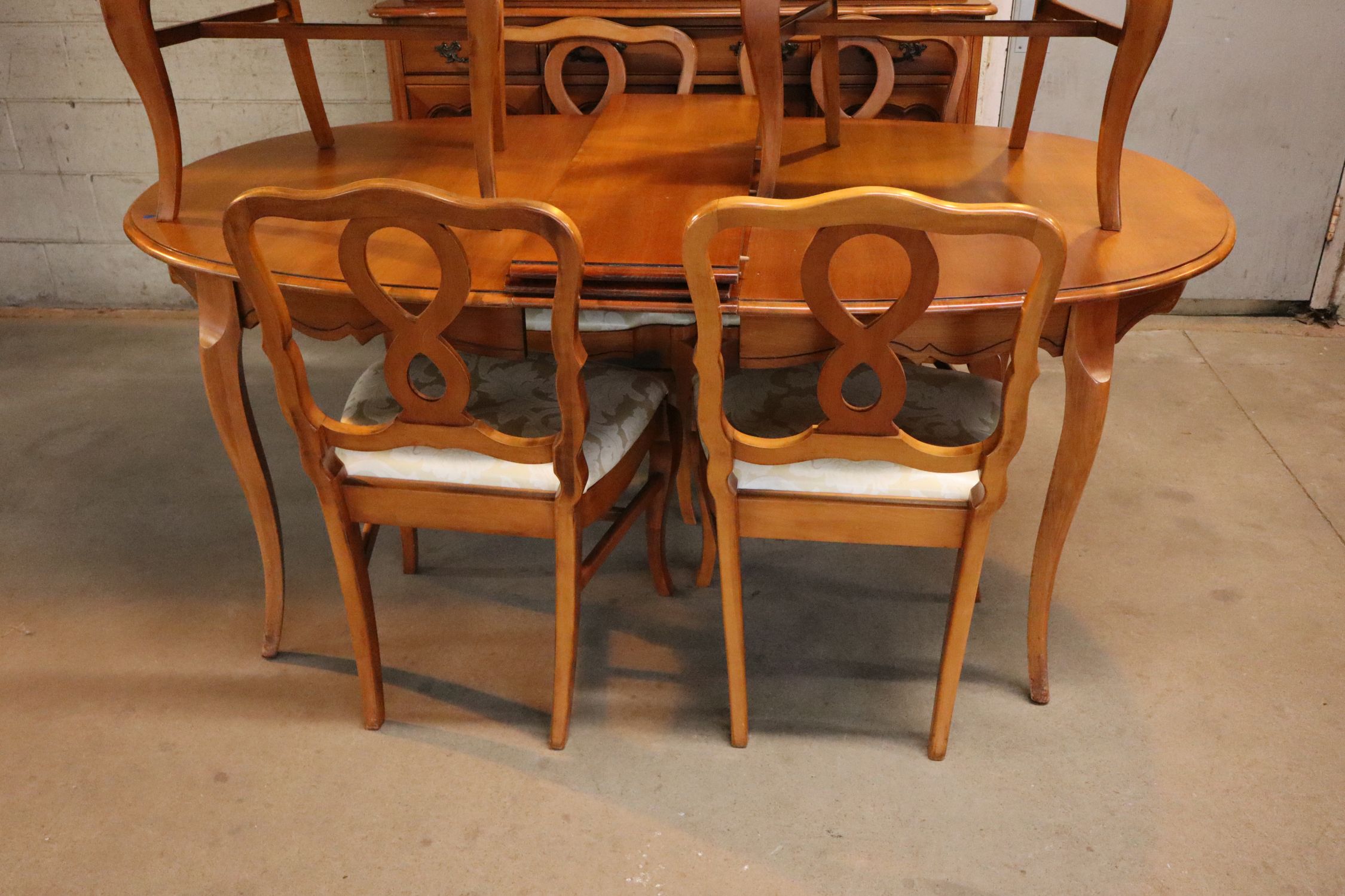 VTG FR Provincial 8pc Dining Set Table 6Ch 2pc China