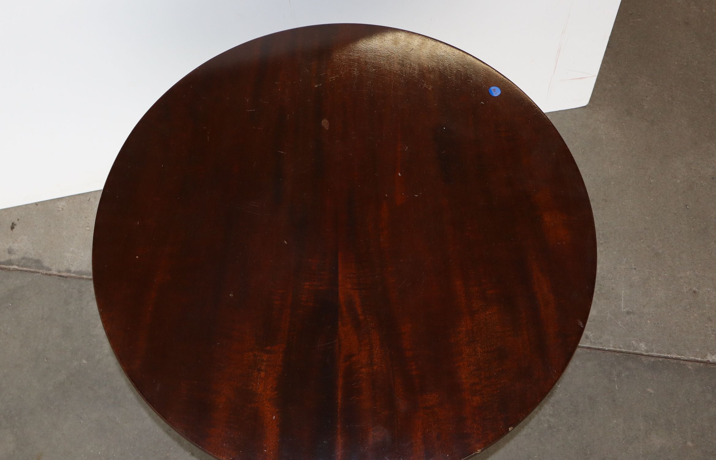 Semi Antq Solid Mahog Paw Foot 30" Drum Table Orig