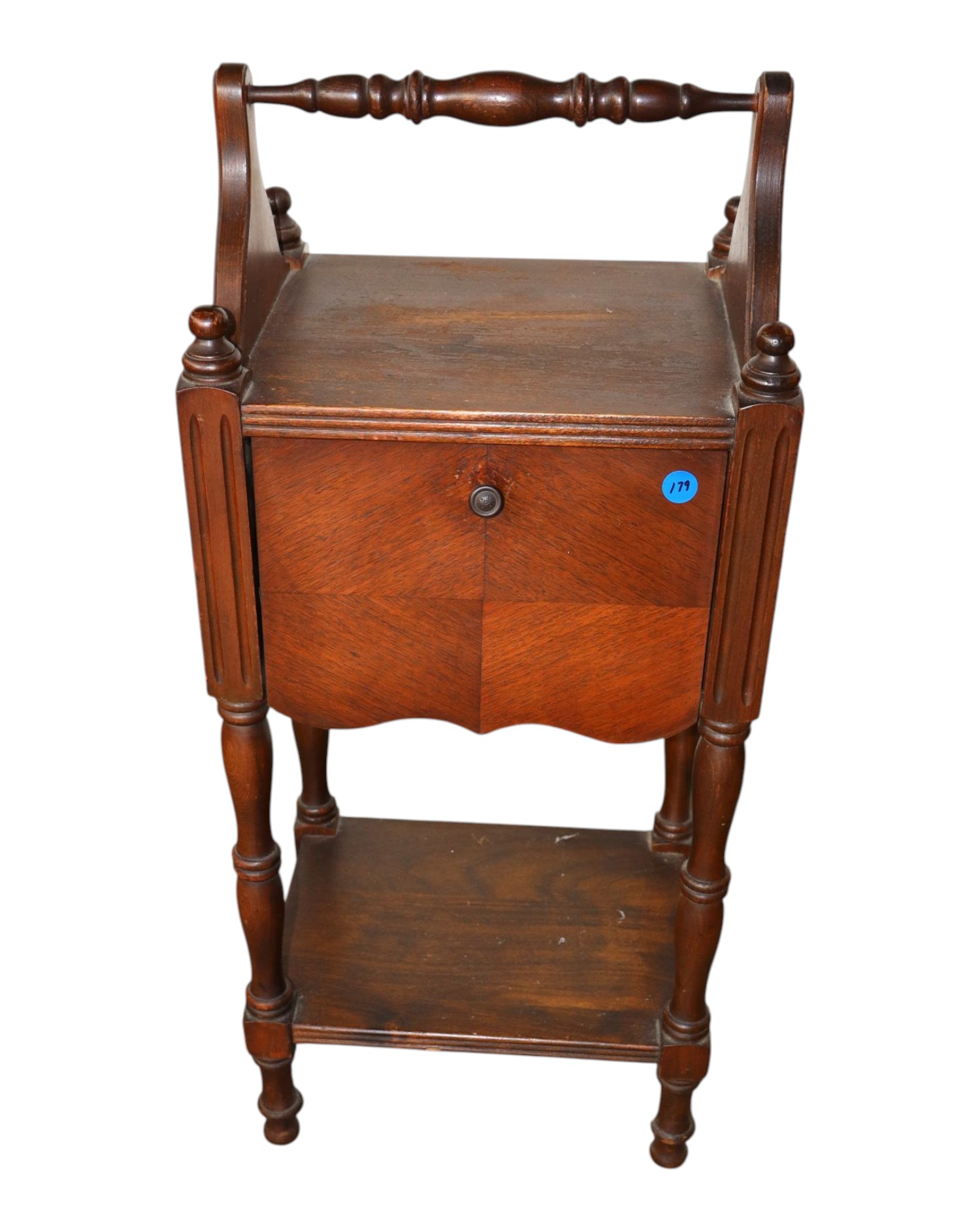Antq Copper Lined Walnut Smoke Stand Orig Finish