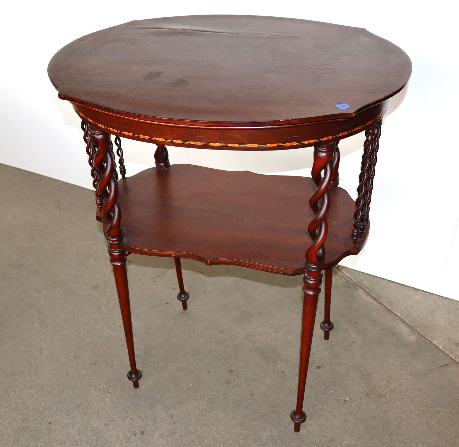 Petite antique mahogany barley twist stand